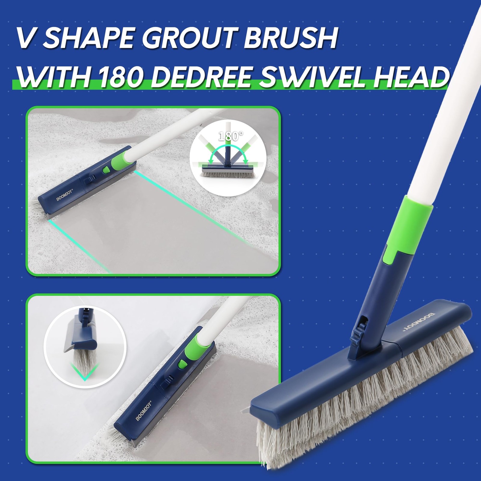 4 in 1 Shower Cleaning Brush, 58″ Extendable Tub and Tile Scrubber Set, Grout…