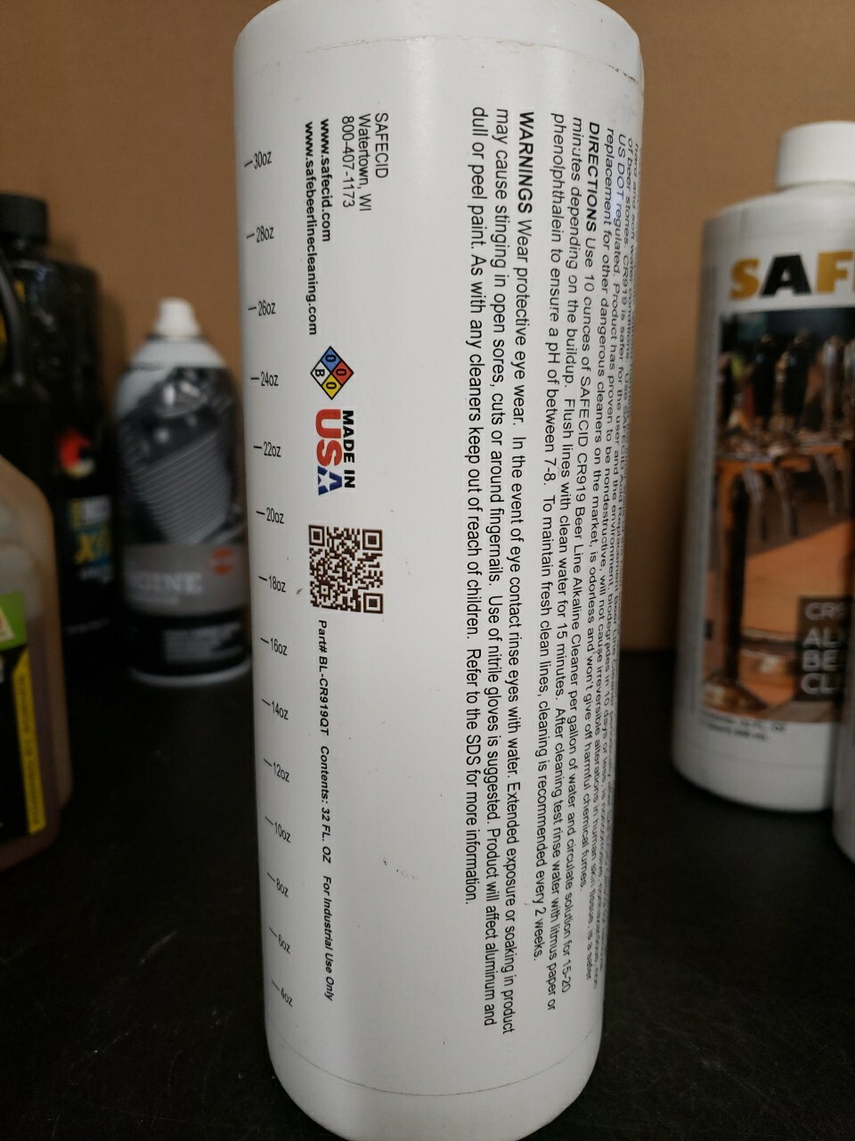 Safecid CR919 Alkaline Beer Line Cleaner- 32 Fl Oz Bottle