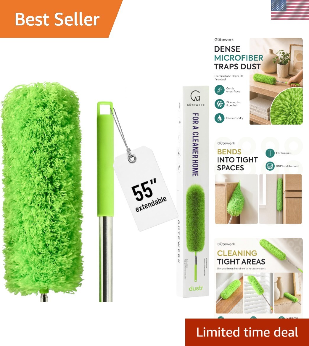 Lightweight 55-Inch Microfiber Duster with Washable Head – Eco-Friendly Cleaner