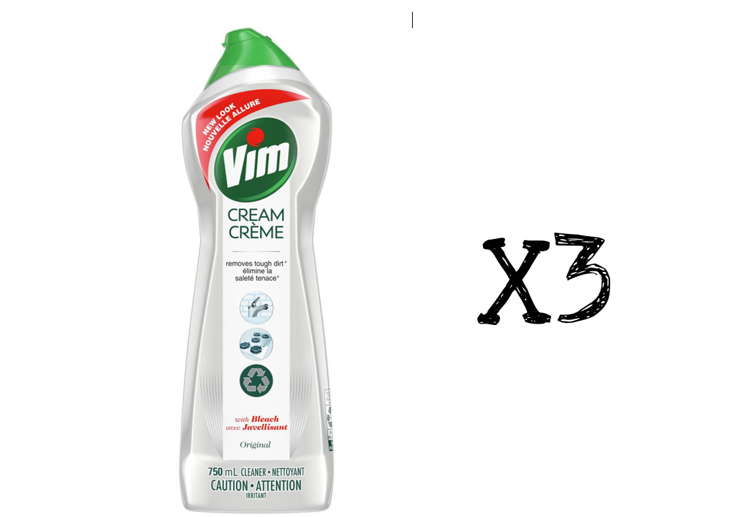 Vim Cream With Bleach Cleaner CANADA 750ml x 3 Bottles