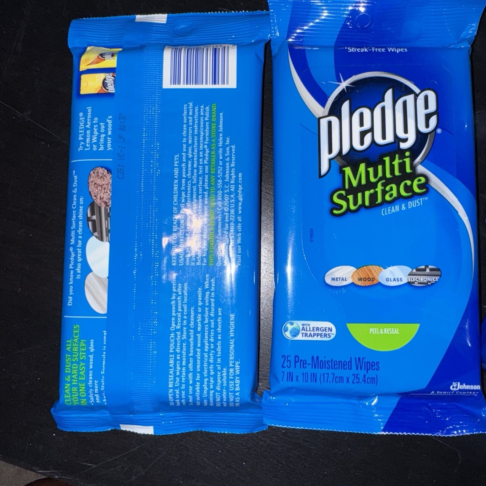 Pledge Multi Surface Wipes Lot 2 Spray Clean & Dust Wood Metal Glass Electronics