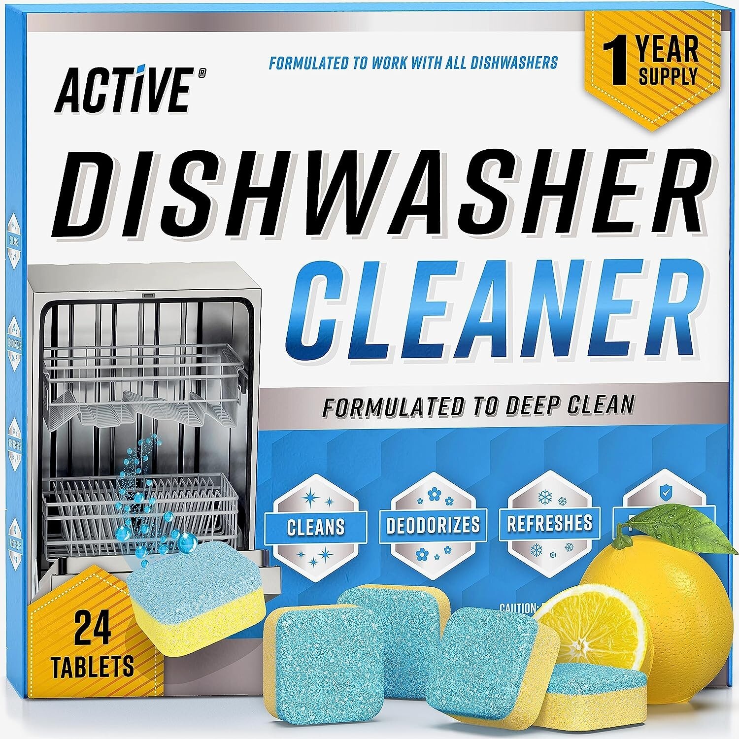 24 Dishwasher Cleaner And Deodorizer Tablets Pack Deep Cleaning Pods