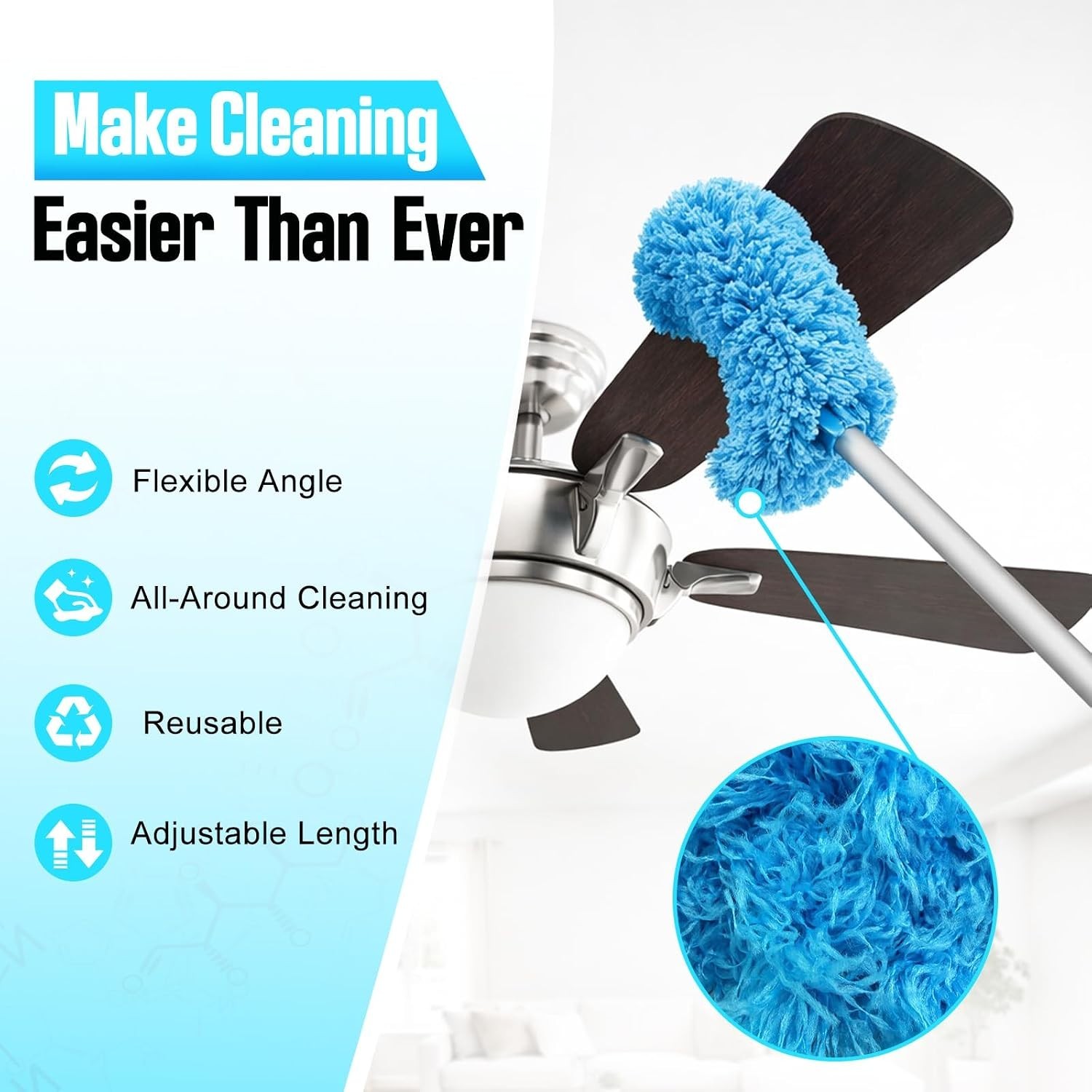 Ceiling Fan Cleaner Duster with Extension Pol, 12 to 51 Inch Duster Length, R…