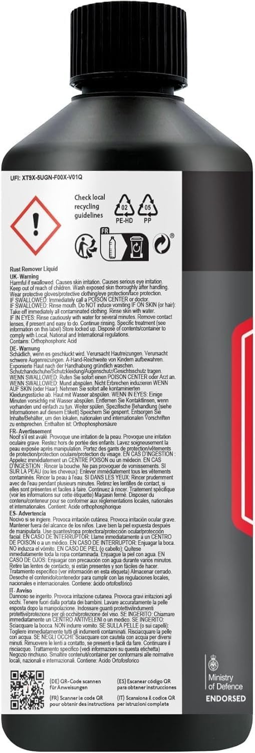 Industrial Strength Rust Remover – 86 sqft Coverage, Fast Acting Liquid – 500ml