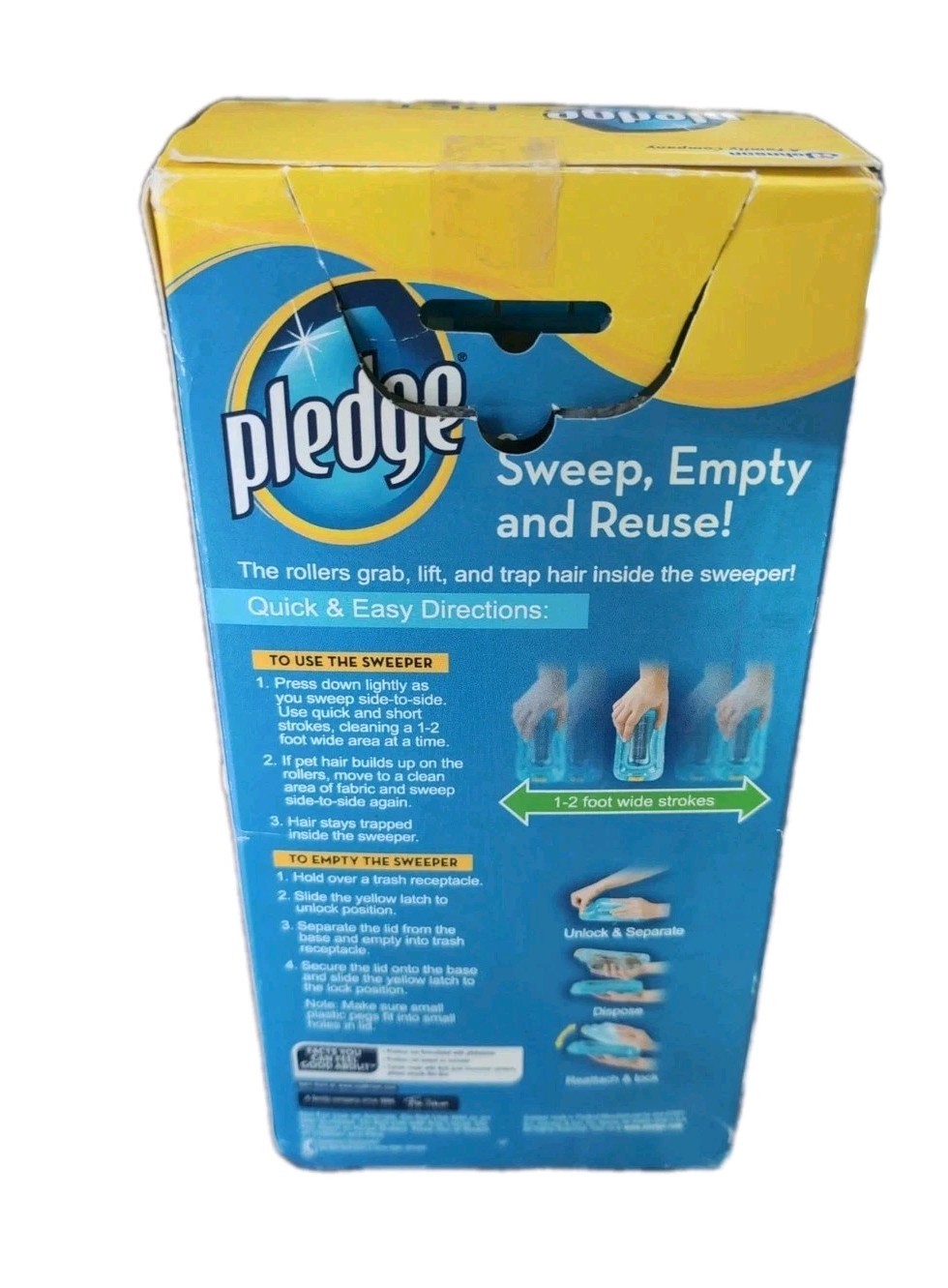 Pledge Fabric Sweeper Pet Hair Multi Use Reusable Traps Cat & Dog Fur Reuse NEW