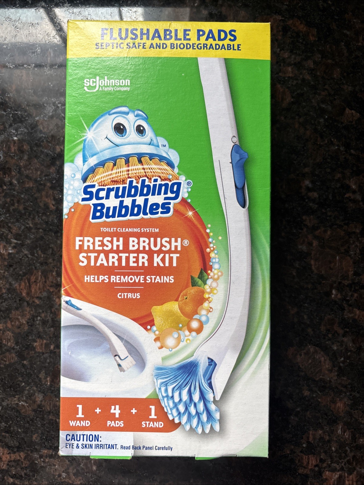 Scrubbing Bubbles Toilet Bowl Brush and Holder with Cleaner Refill Pads, Fresh B