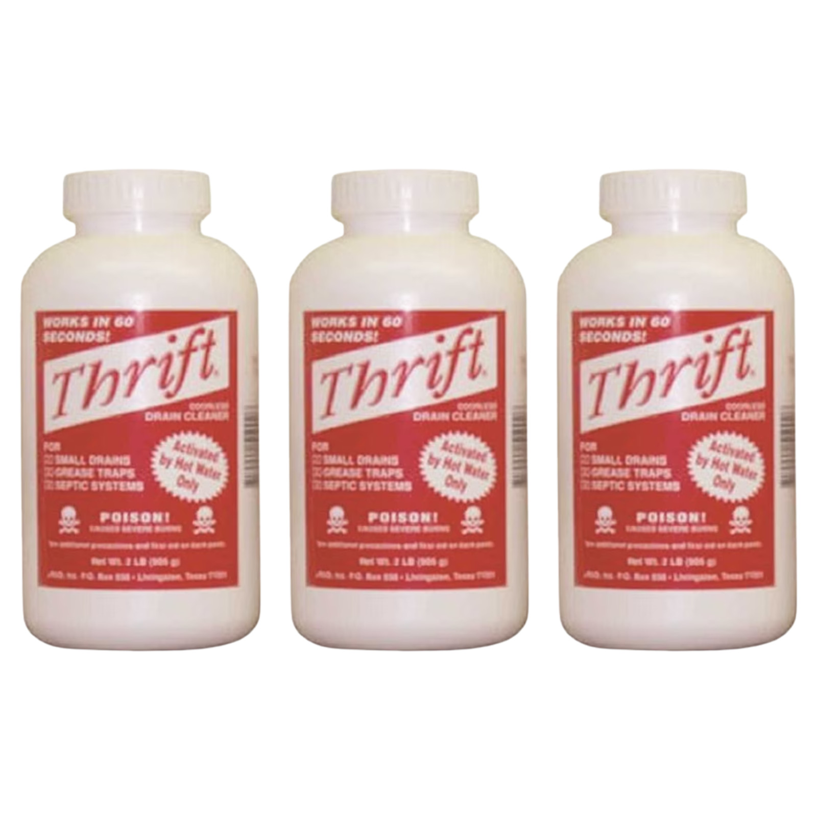 Thrift T-100 Alkaline Granular Drain Cleaner 1 lb (3 Pack) FREE SHIPPING