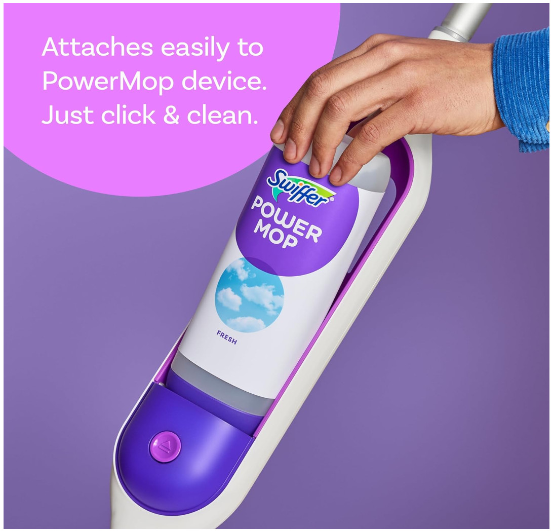 Swiffer Power Mop Refill Solution, Fresh Scent Floor Cleaner, 25.3 oz (2 Pack)