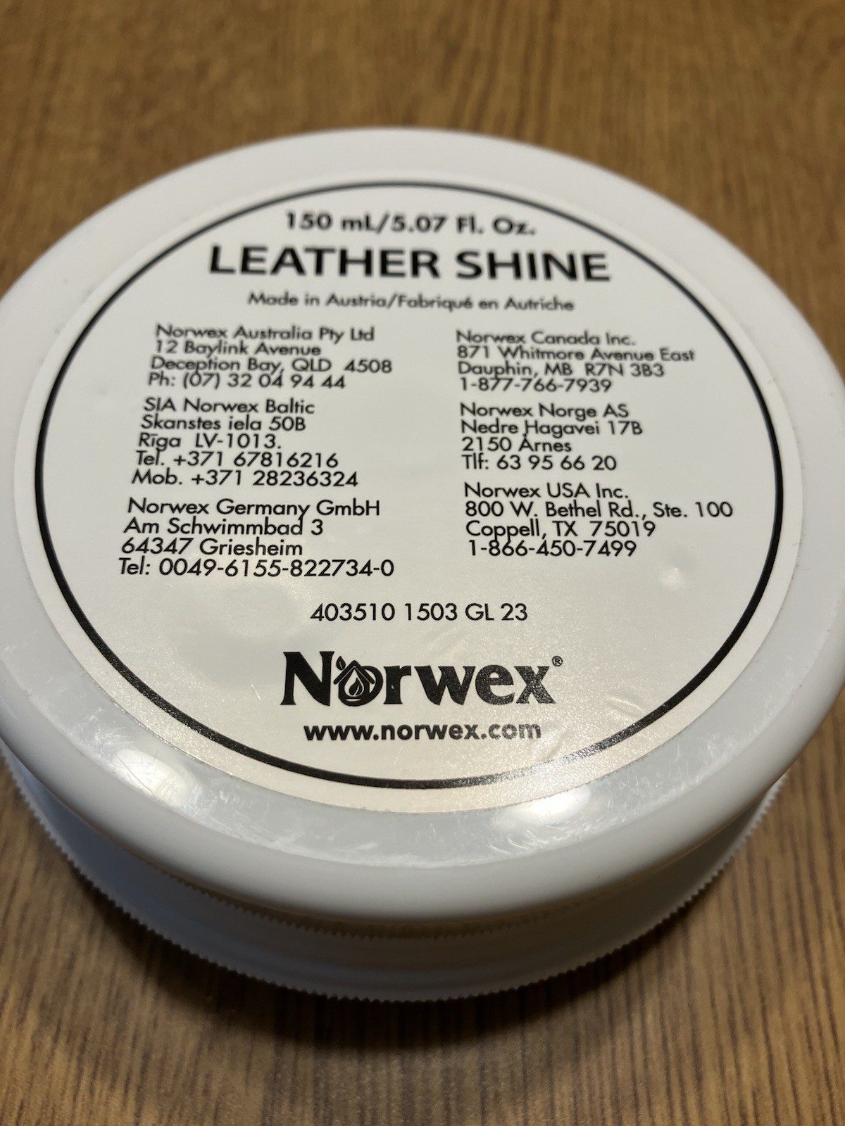New Norwex Leather Shine Lustre 150ml / 5.07 oz Clean Polish Protect