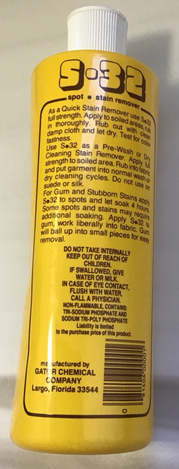 S-32 Spot Stain Remover 16 Ounce Bottle