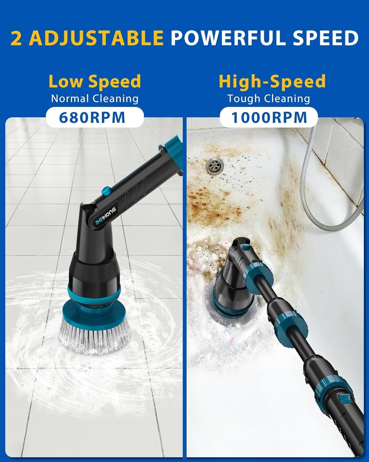 Bei&Hong Electric Spin Scrubber 1000rpm Cordless with Lithium Battery