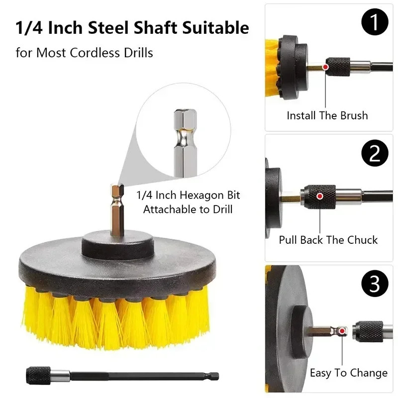 7-Piece Drill Brush Attachment Set, Cleaning Brush Tool Kit, Multi-Purpose Drill