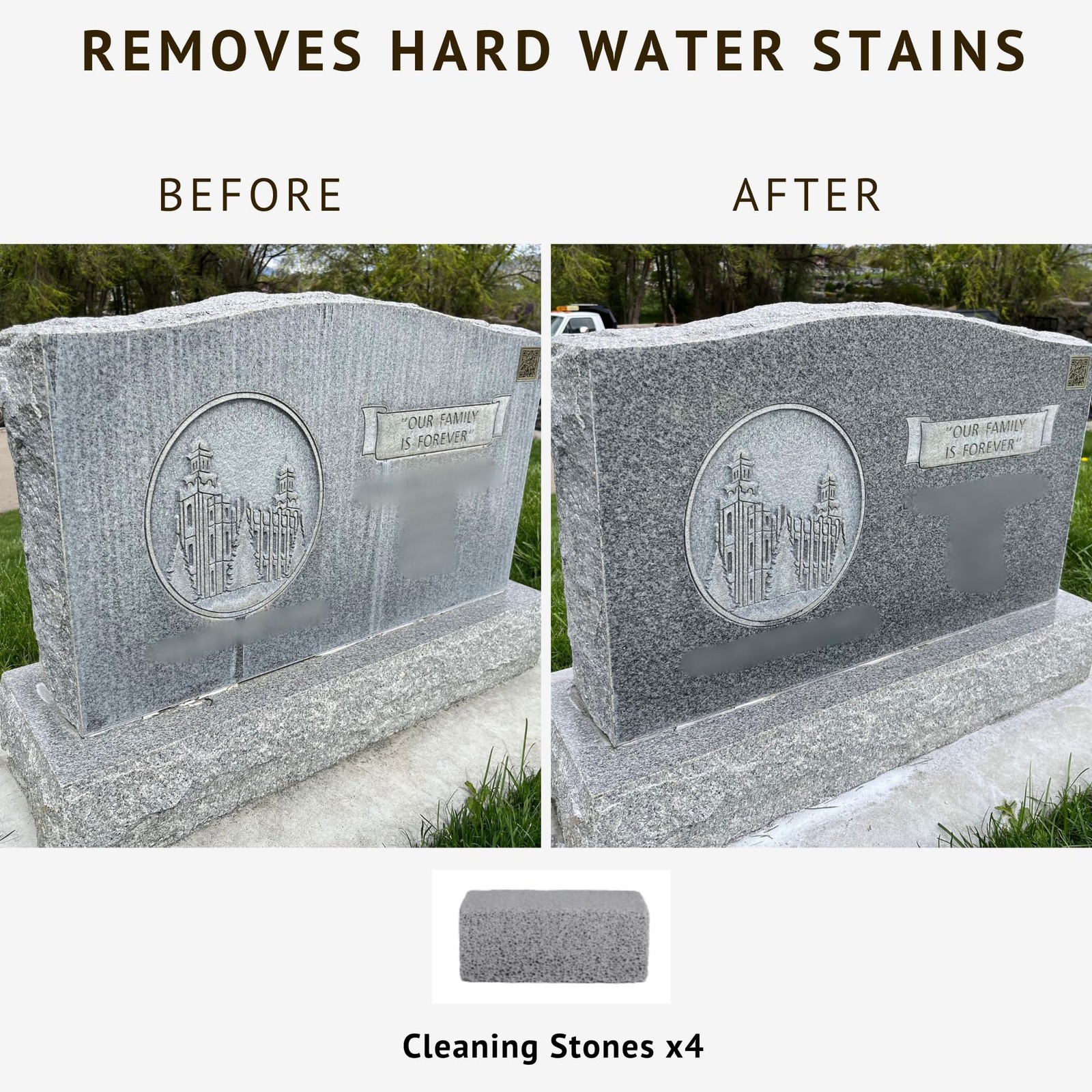 Headstone Cleaning Stones – Granite Headdstone Cleaning Kit for Cemetery Memo…