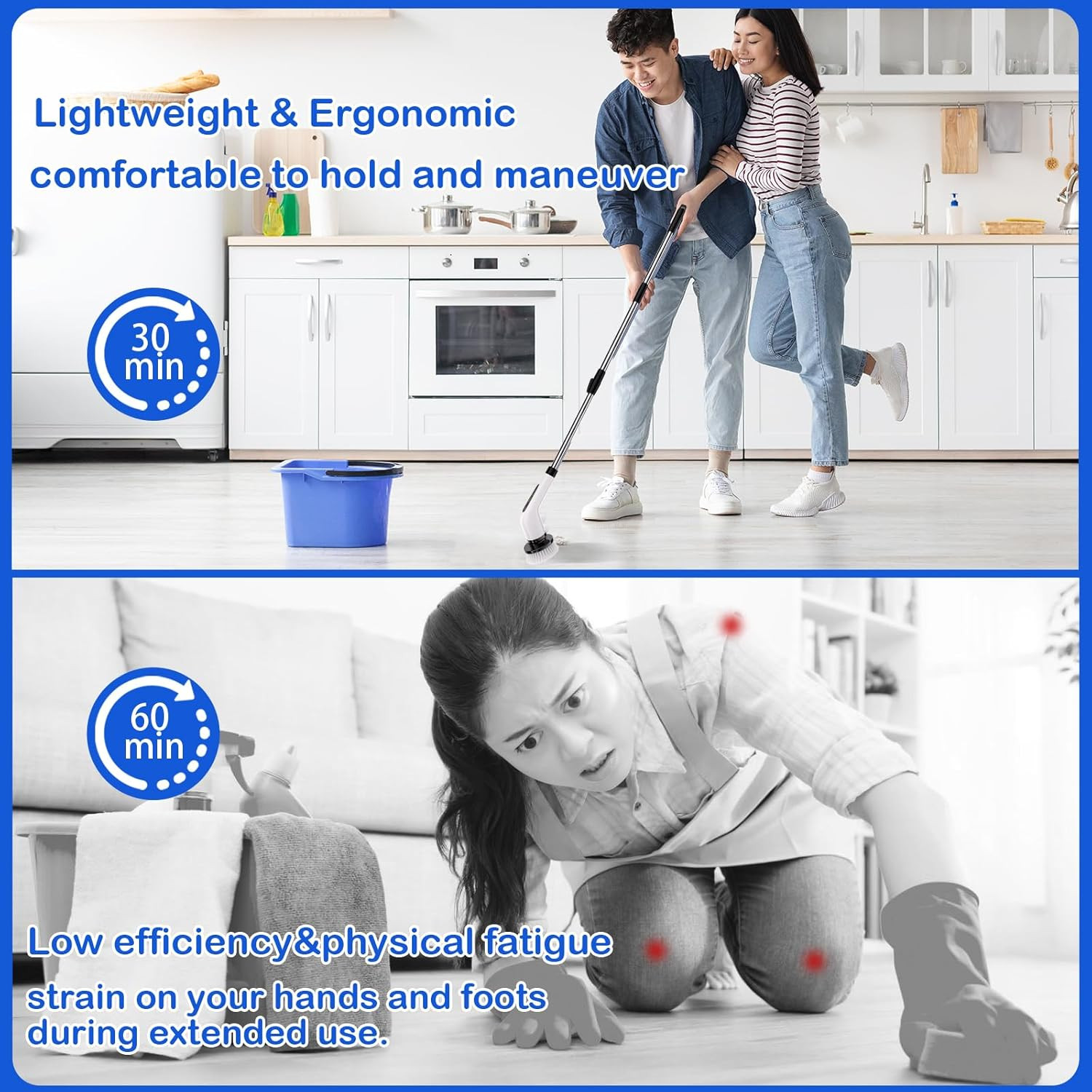 Electric Spin Scrubber, Full Body Waterproof Cordless Cleaning Brush with 7 Repl