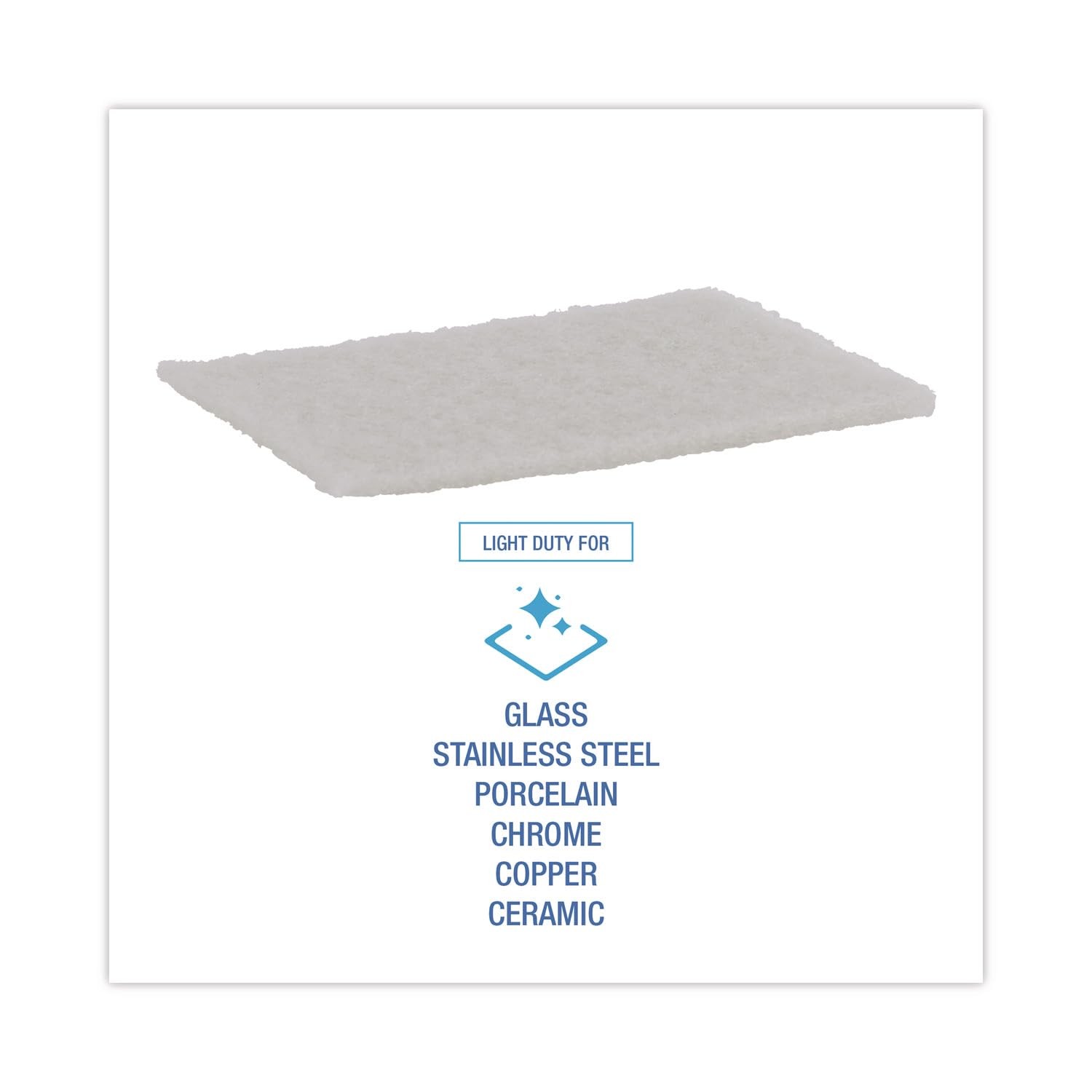 BWK198 Light Duty Scour Pad, White, 6″ x 9″ (Case of 20)