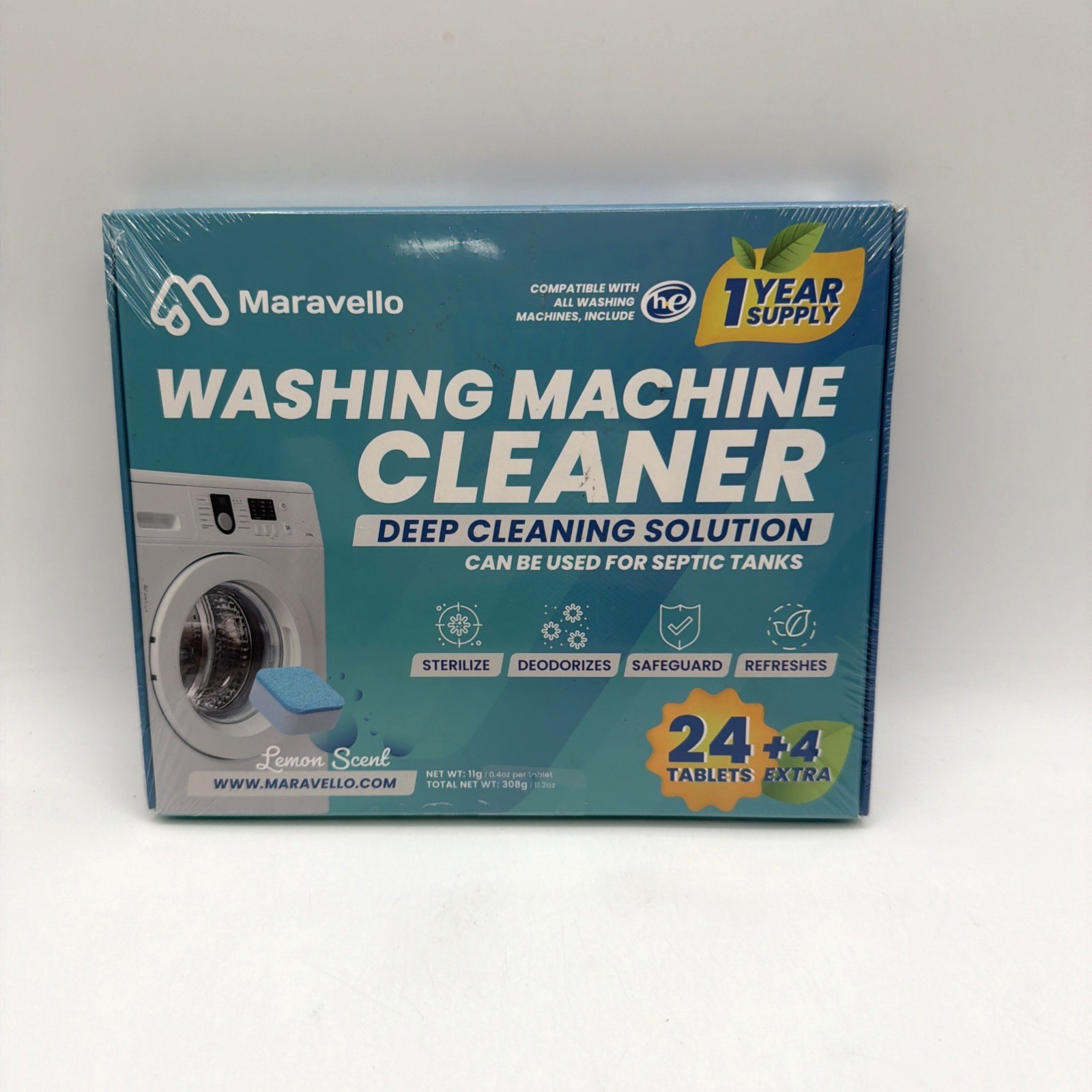 Maravello Washing Machine Cleaner Deep Washer Cleaner 24 Tablets, 1 Year