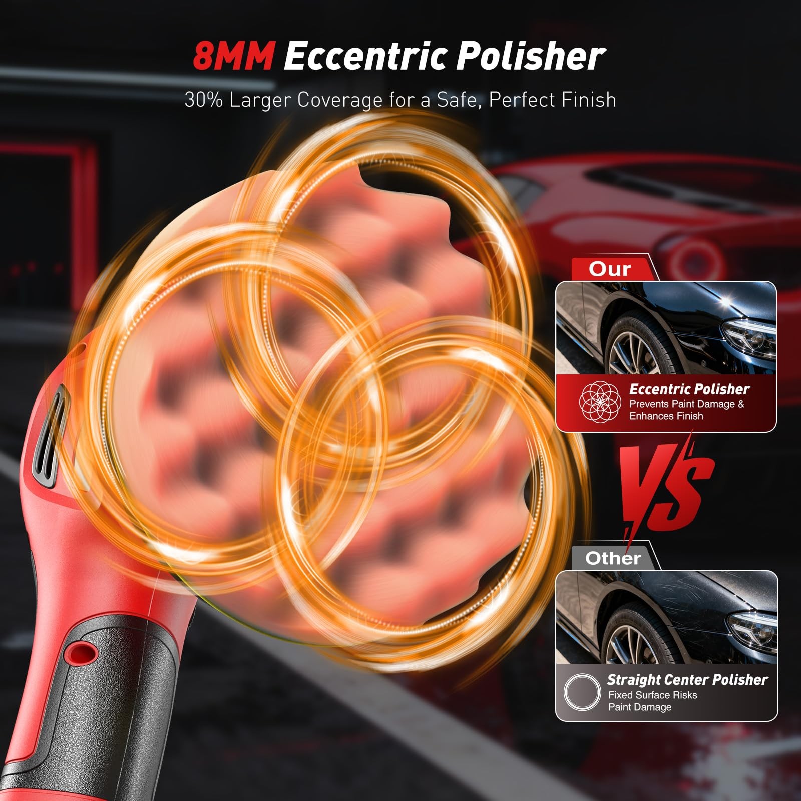 Avhrit 6 Inch Cordless Car Buffer Polisher: 2x4000mAh Batteries Car Buffer, C…