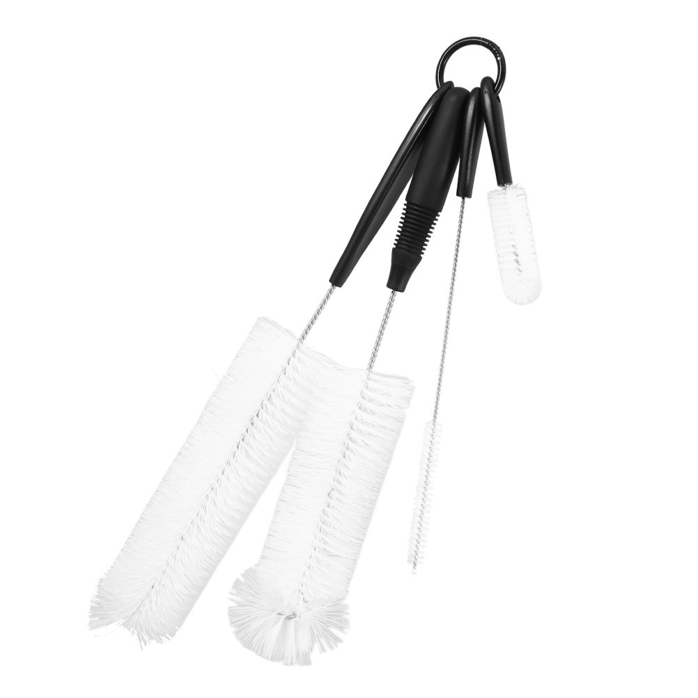4Pcs Reusable Long Handle Bottle Brush White Nylon with Stainless Steel Core