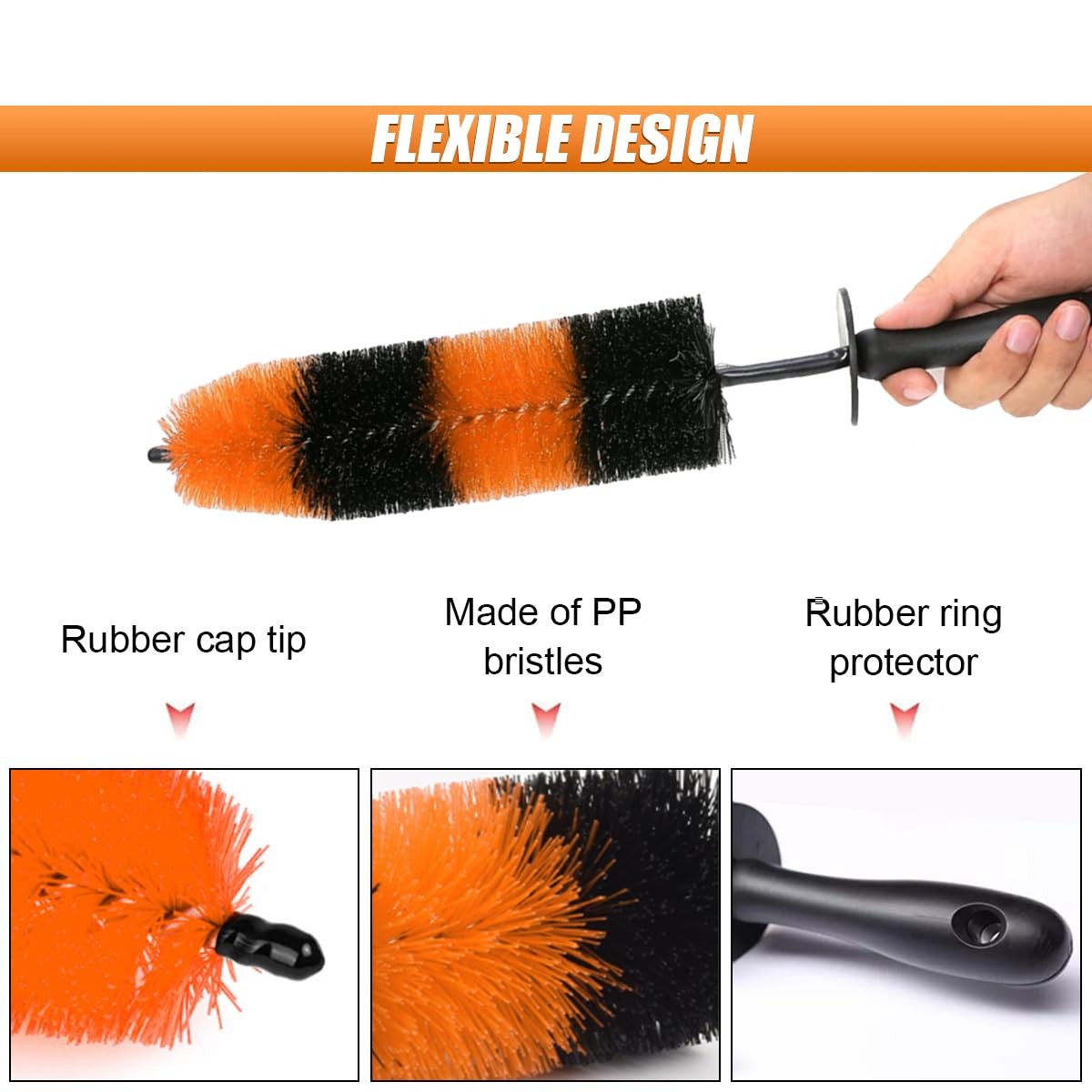 Master Car Wheel Brush 16 Inch Long Soft Bristle Car Wheel Rim Cleaner Brush