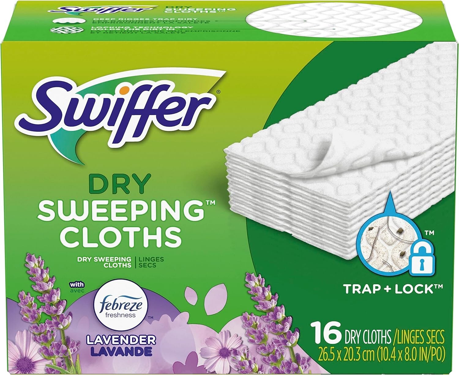 Swiffer Dry Sweeping Cloths w/Febreze Lavender, 16 Dry Cloths, Boxes Are Damaged