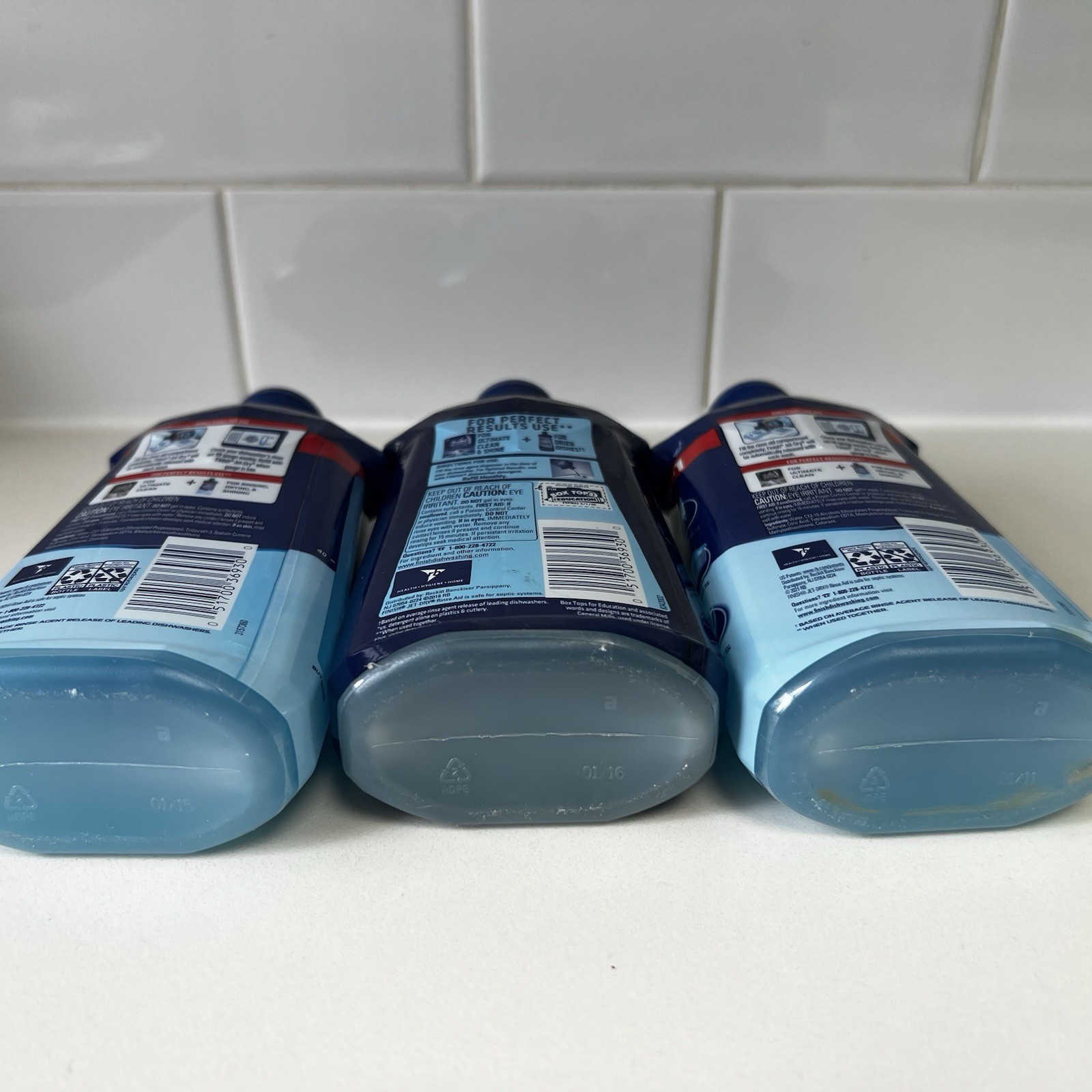 3 Bottles Finish Jet-Dry Rinse Aid Dishwasher Rinse Drying Agent 8.25 oz Each