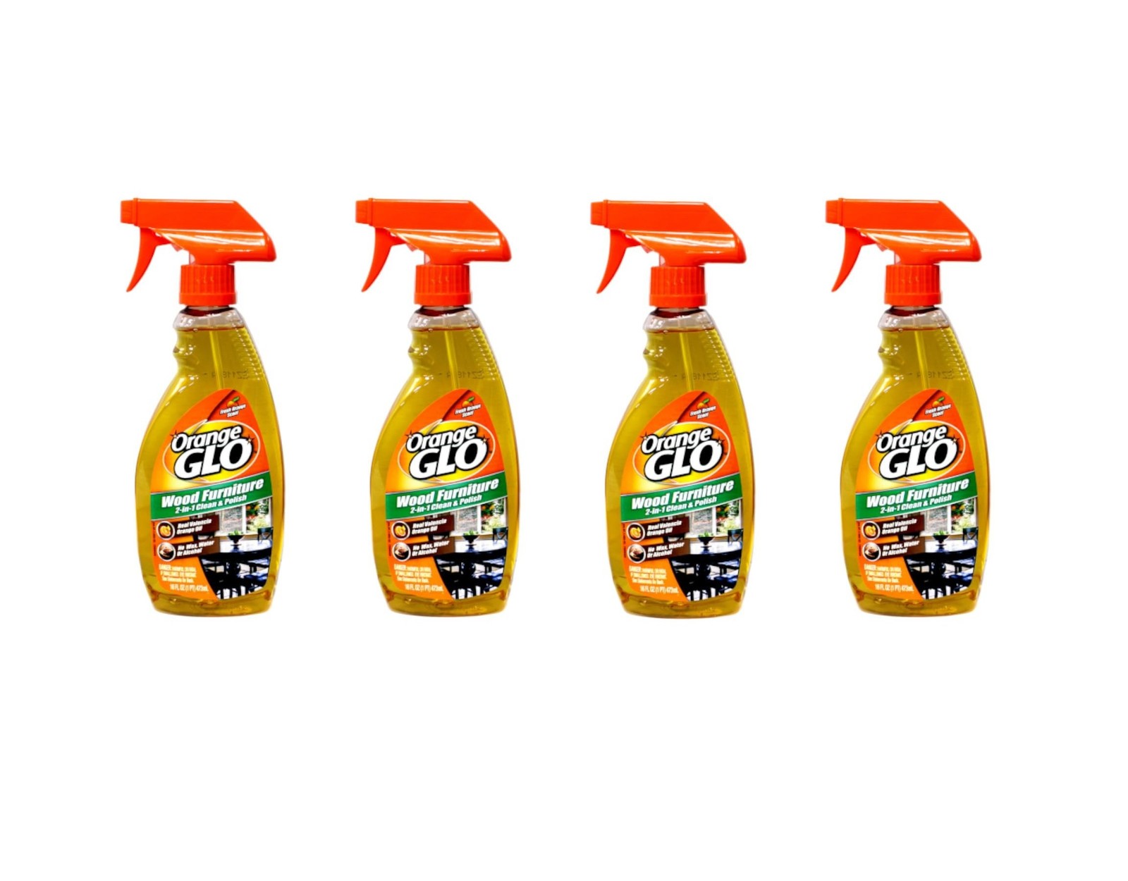 Orange Glo Wood Furniture 2-in-1 Clean & Polish Spray, 16 oz. (Pack of 4)