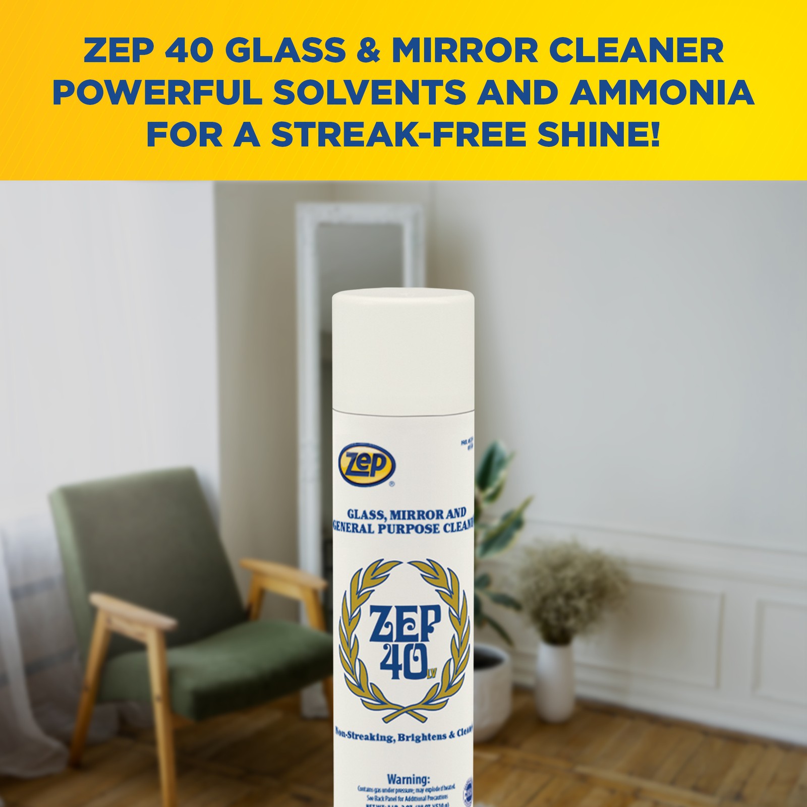 Zep 40 LV Non-Streaking Cleaner Aerosol – 18 oz (Case of 12) 322901