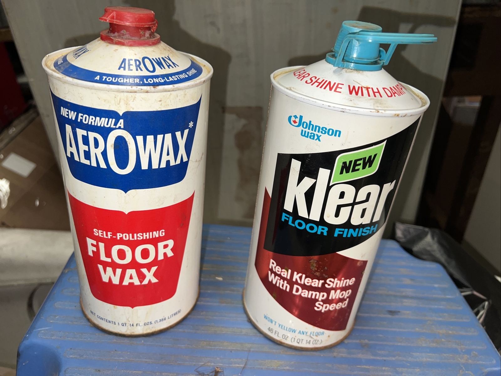[A11] — Vintage Klear Floor Finish SC Johnson Wax 27 Oz Can Plus Aerowax Floor