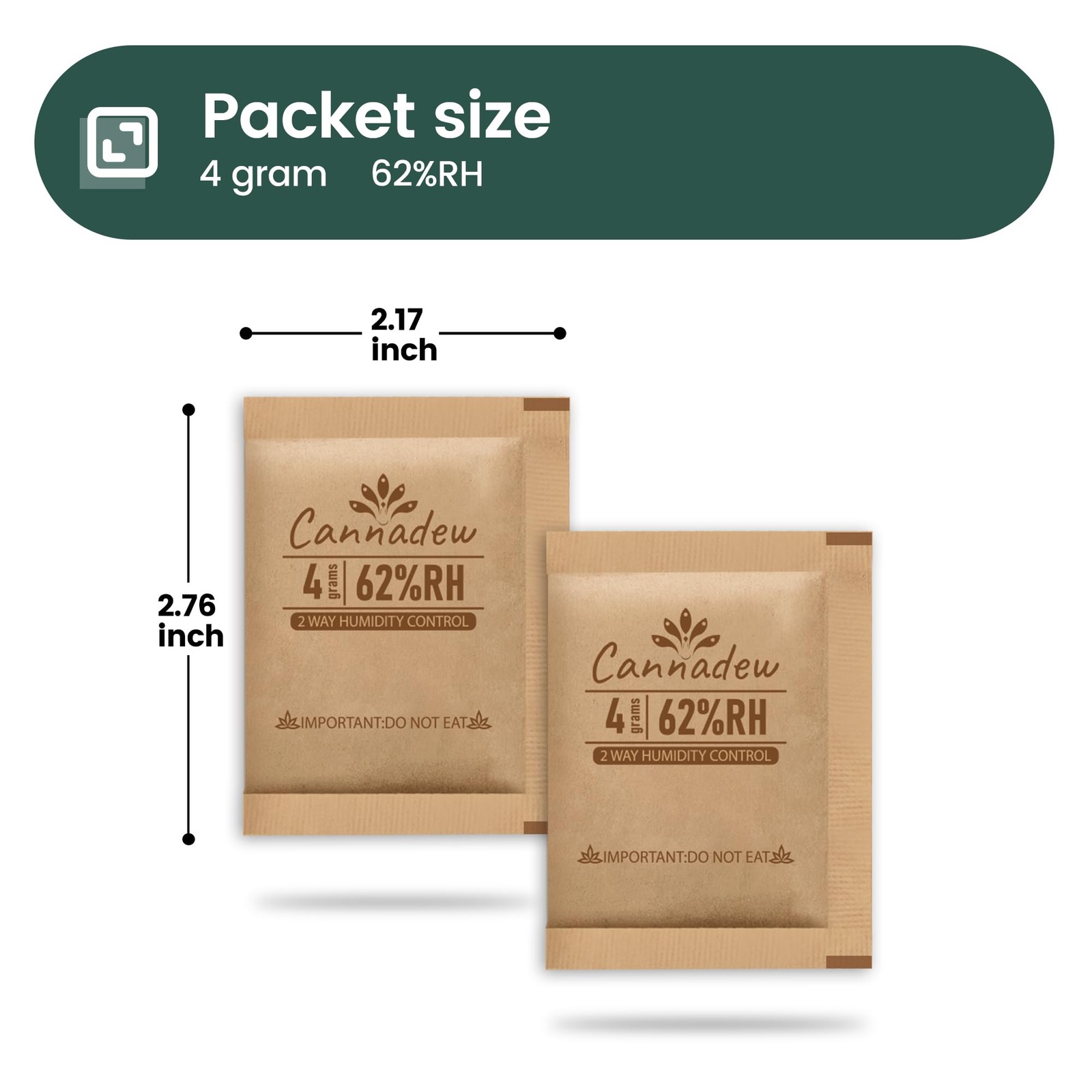 62% RH,4 Gram (10 pcs) Two-Way Humidity Control Packs, Kraft Paper Wrapped