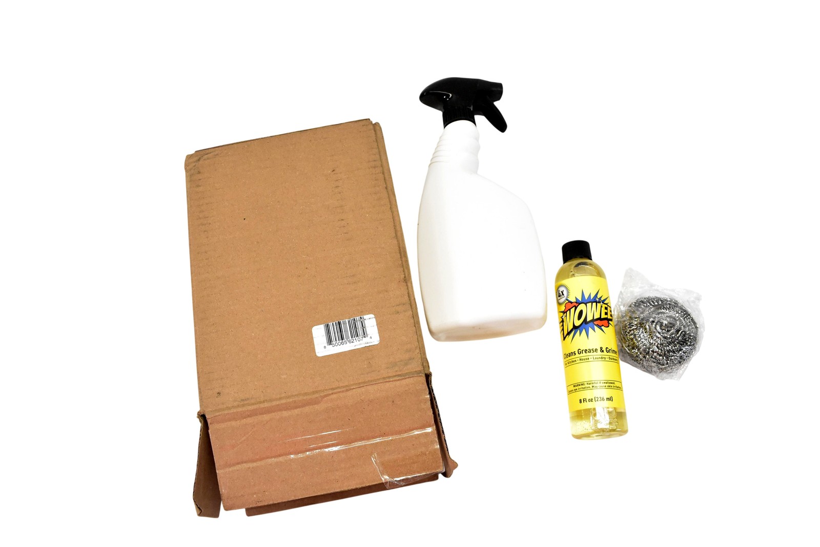 WOWEE Spray Bottle 22oz White Pump Sprayer 3 Pack Cleaner Set With Scrubber