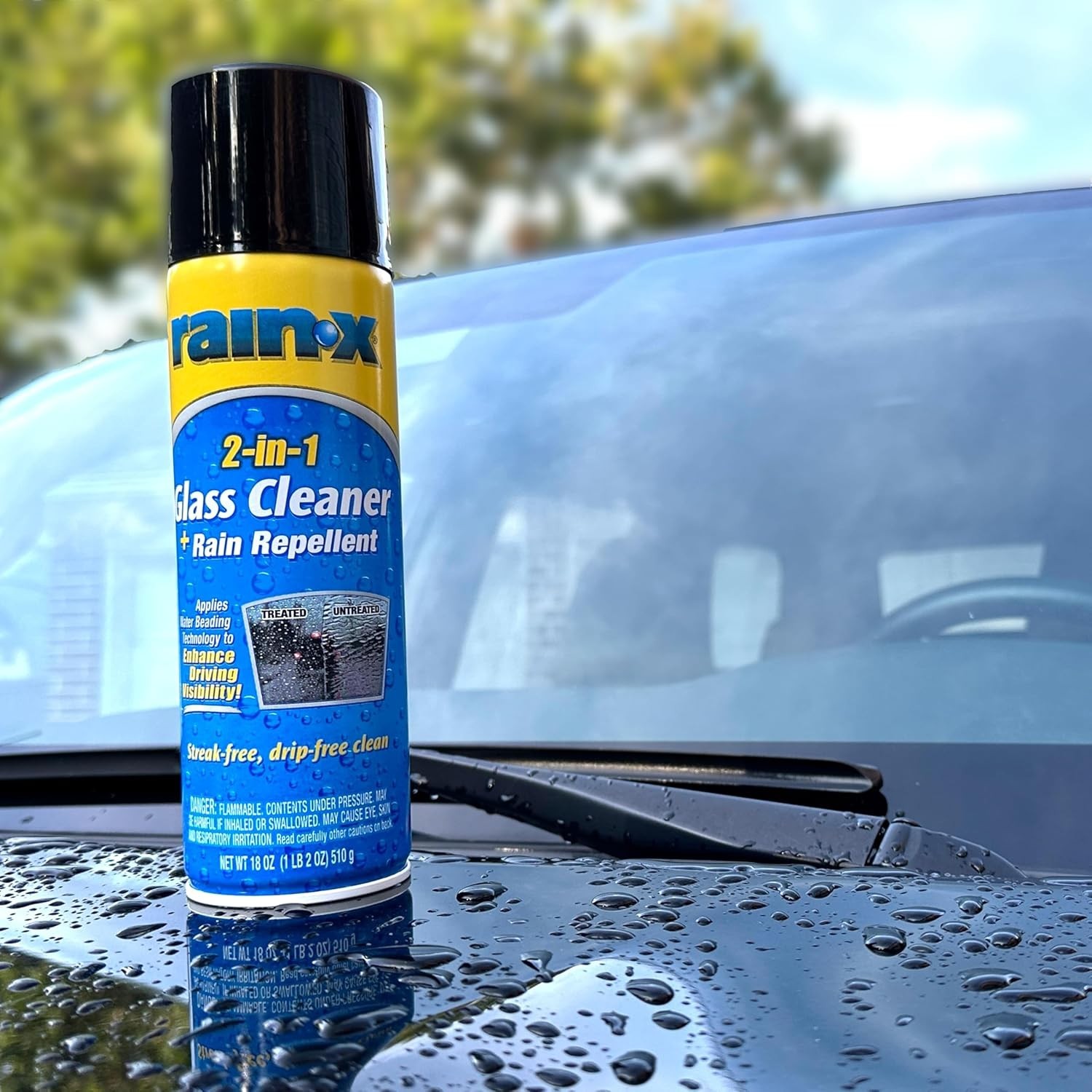 Rain-X 2-in-1 Glass Cleaner Spray – 18oz for Enhanced Visibility in Rain
