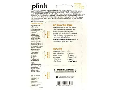 Plink Bin Fresh Odor Eliminators, Fresh Lemon Scent, for Garbage Bins & More 2pk