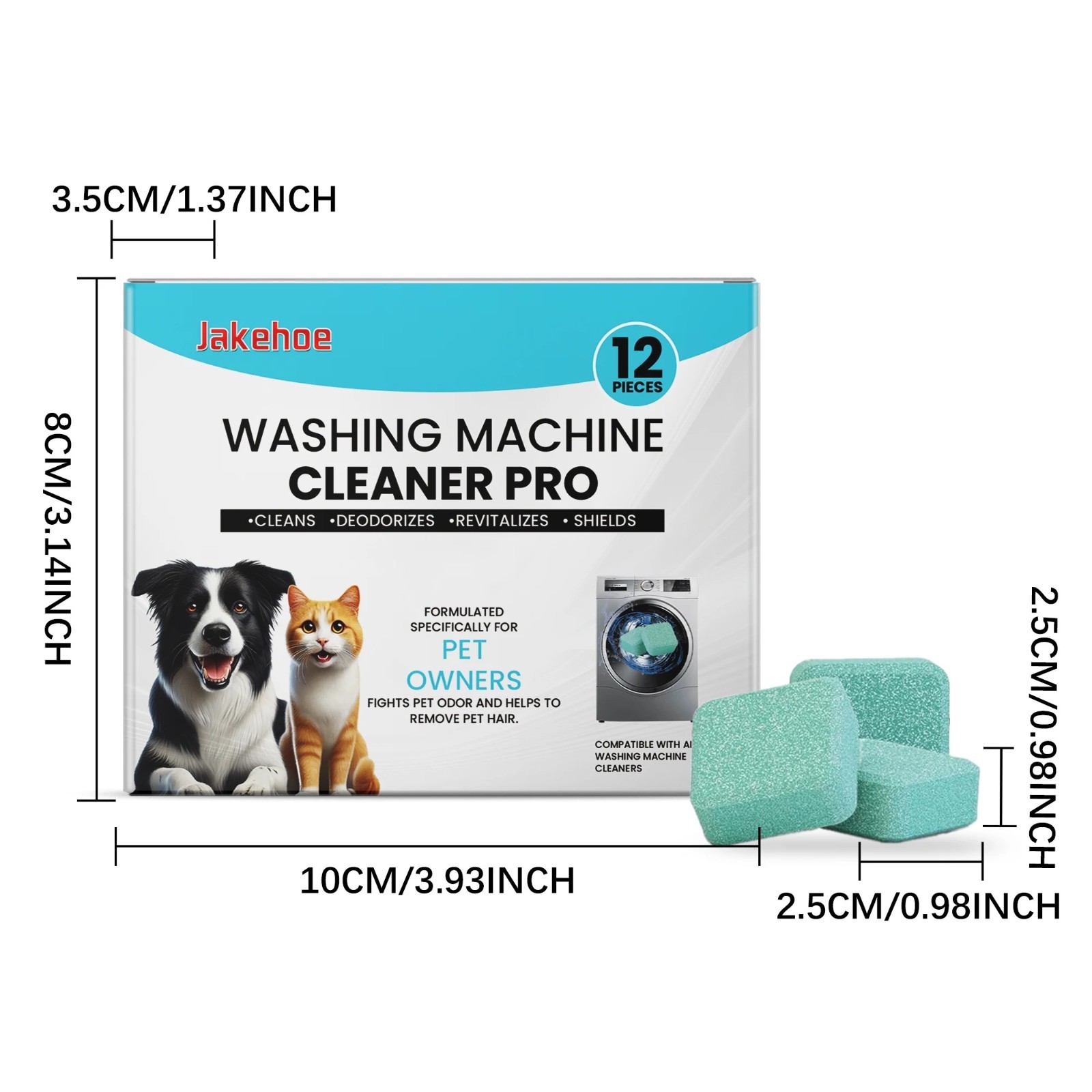 Washing Machine Cleaner Tablets Formulated for Pet Owners Deep Clean – 12 Pack