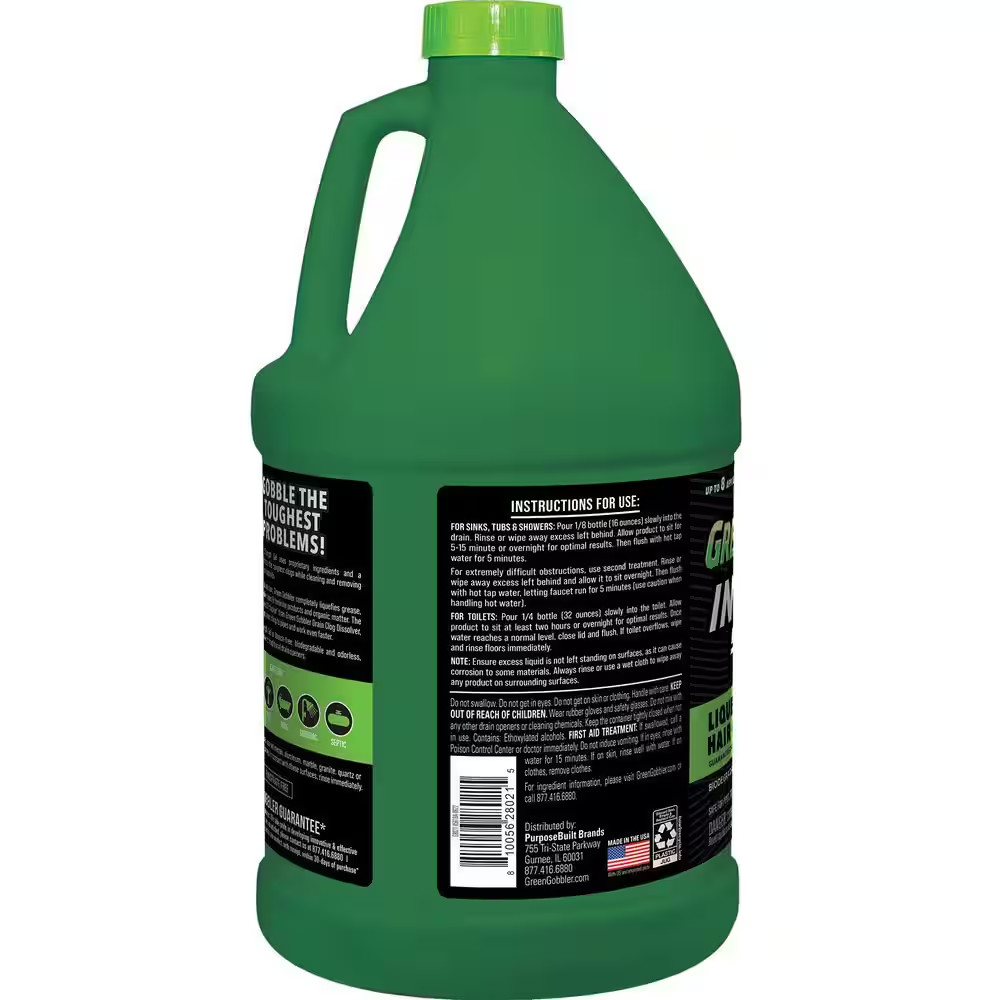 Green Gobbler Clog Dissolver Gel Grease and Hair Clog Remover Drain Cleaner 1Gal