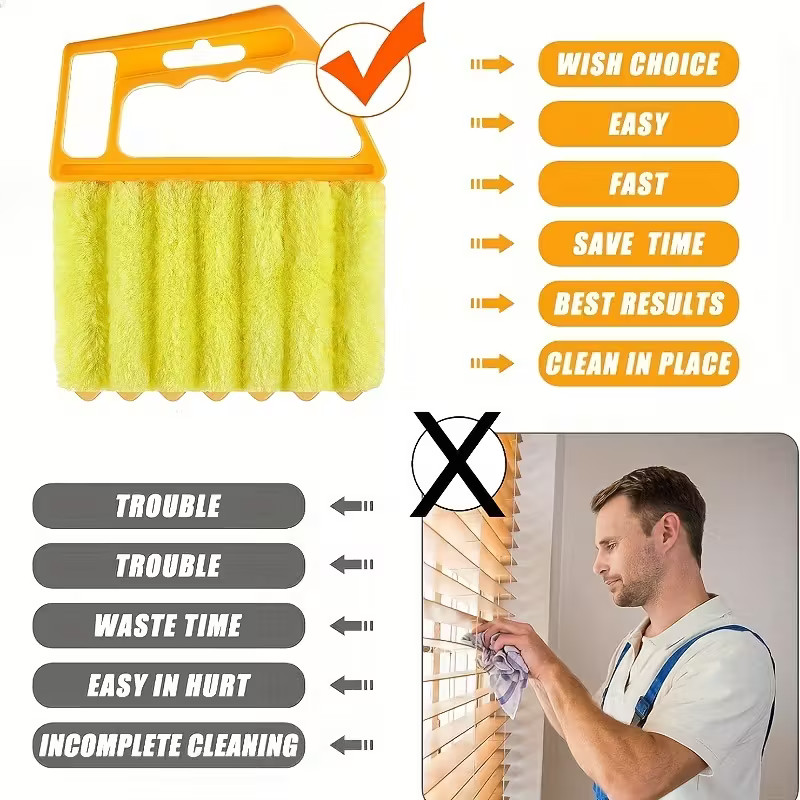 Blinds Cleaning Brush 7-Slot Duster for Window Blinds, Air Vent, Car & Home Dust