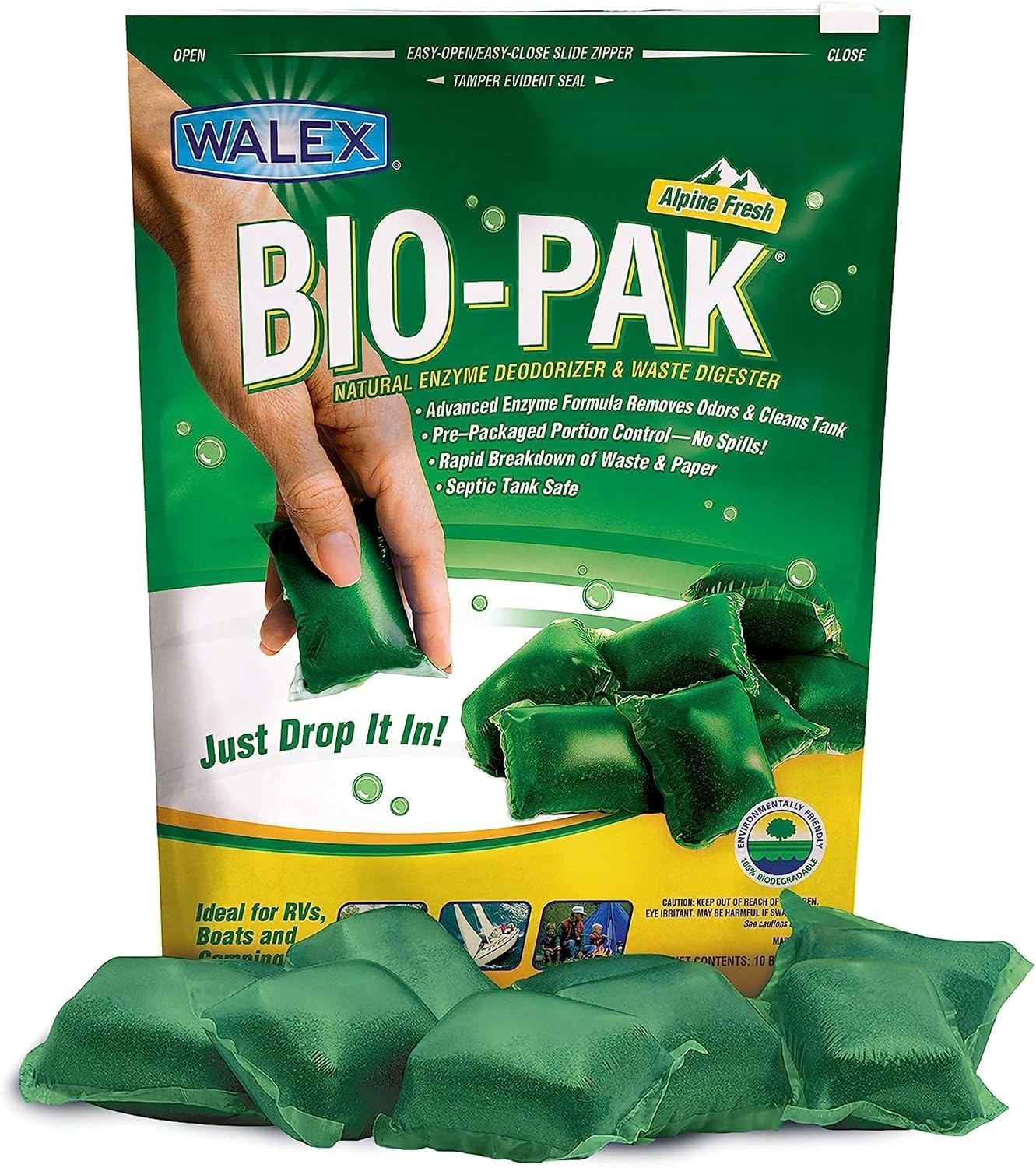 Bio-Pak RV Marine Natural Enzyme Black Holding Tank Deodorizer Drop-Ins, Camper,