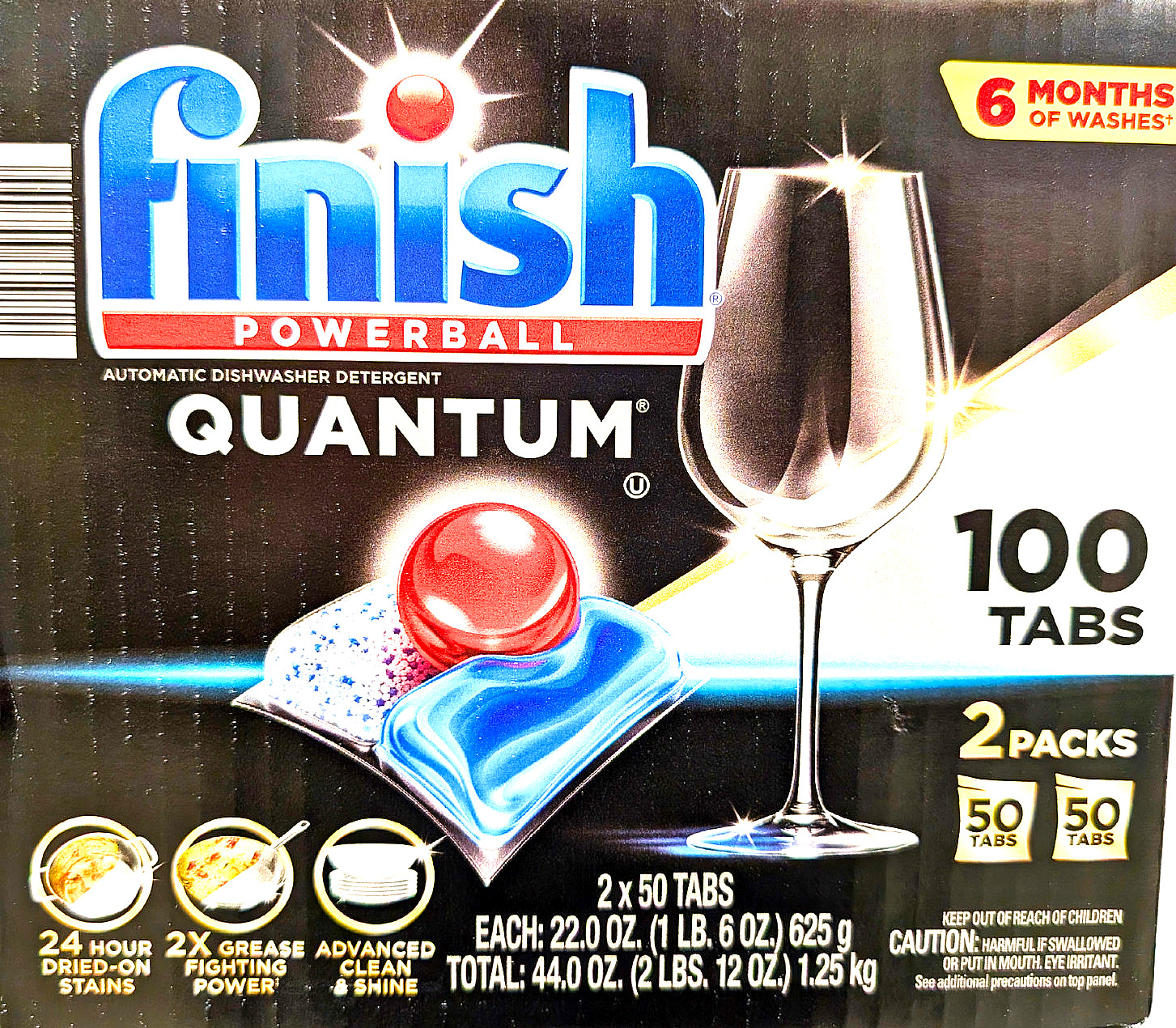 Finish Quantum Power Ball Automatic Dishwasher Detergent 2 x50 Tabs 100 Count