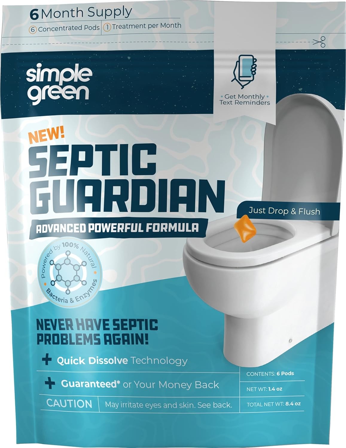Simple Green Septic Guardian Monthly Septic Tank Treatment Pods – 6 Month Supply
