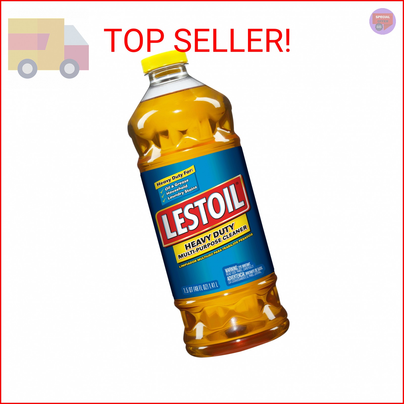 Lestoil Heavy Duty Multi-Purpose Cleaner, Amber, 48 Fl Oz, Pack of 1