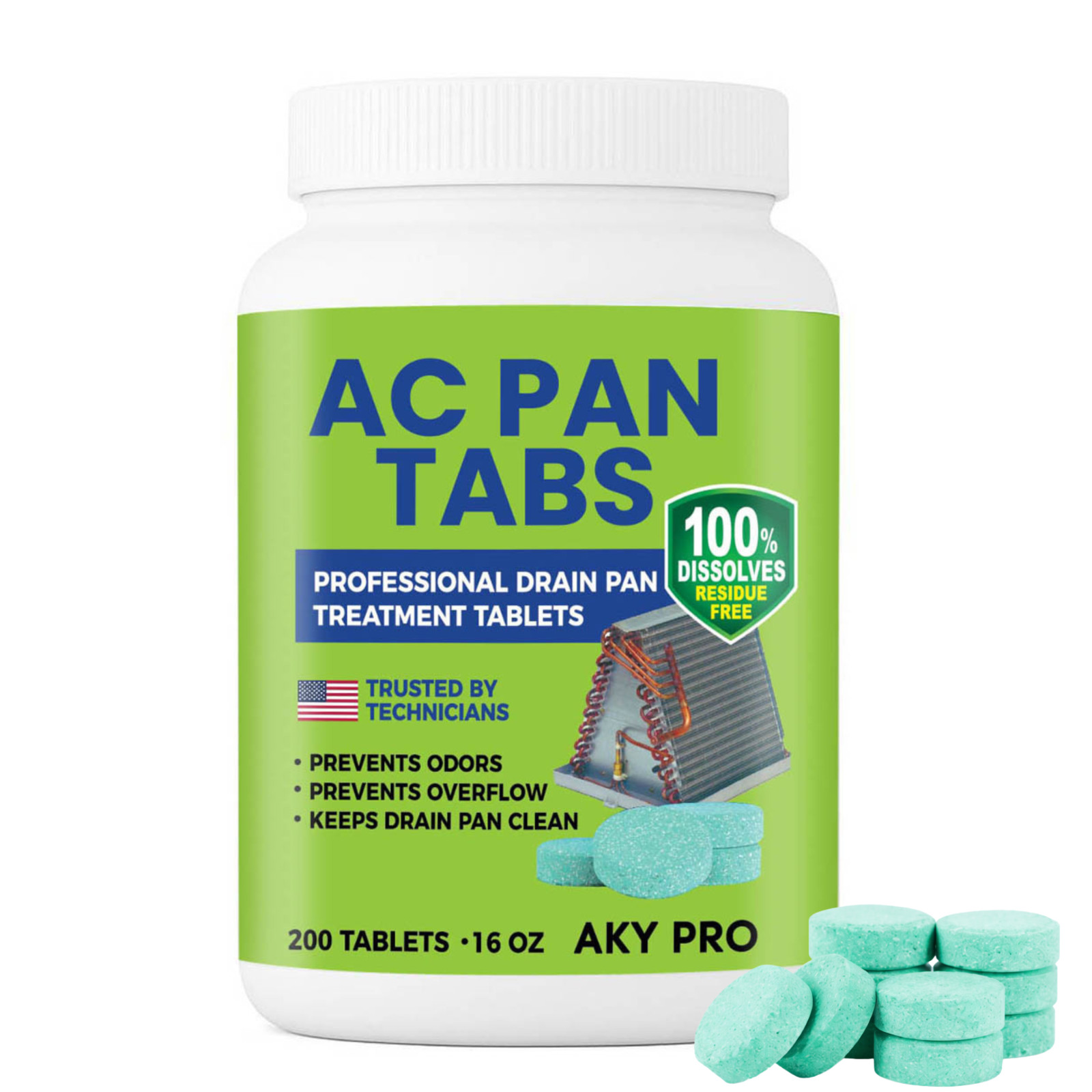 AC PAN TABS – 200 AC Drain Line Cleaner Tablets for HVAC & Air Conditioner