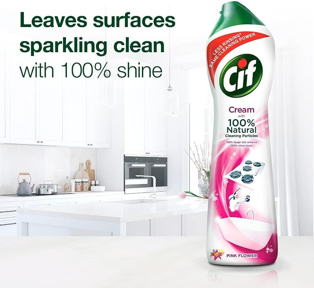3 PK Cif Pink Multipurpose Surface Cleaner Cream for Kitchen & Bath Floral 500ml