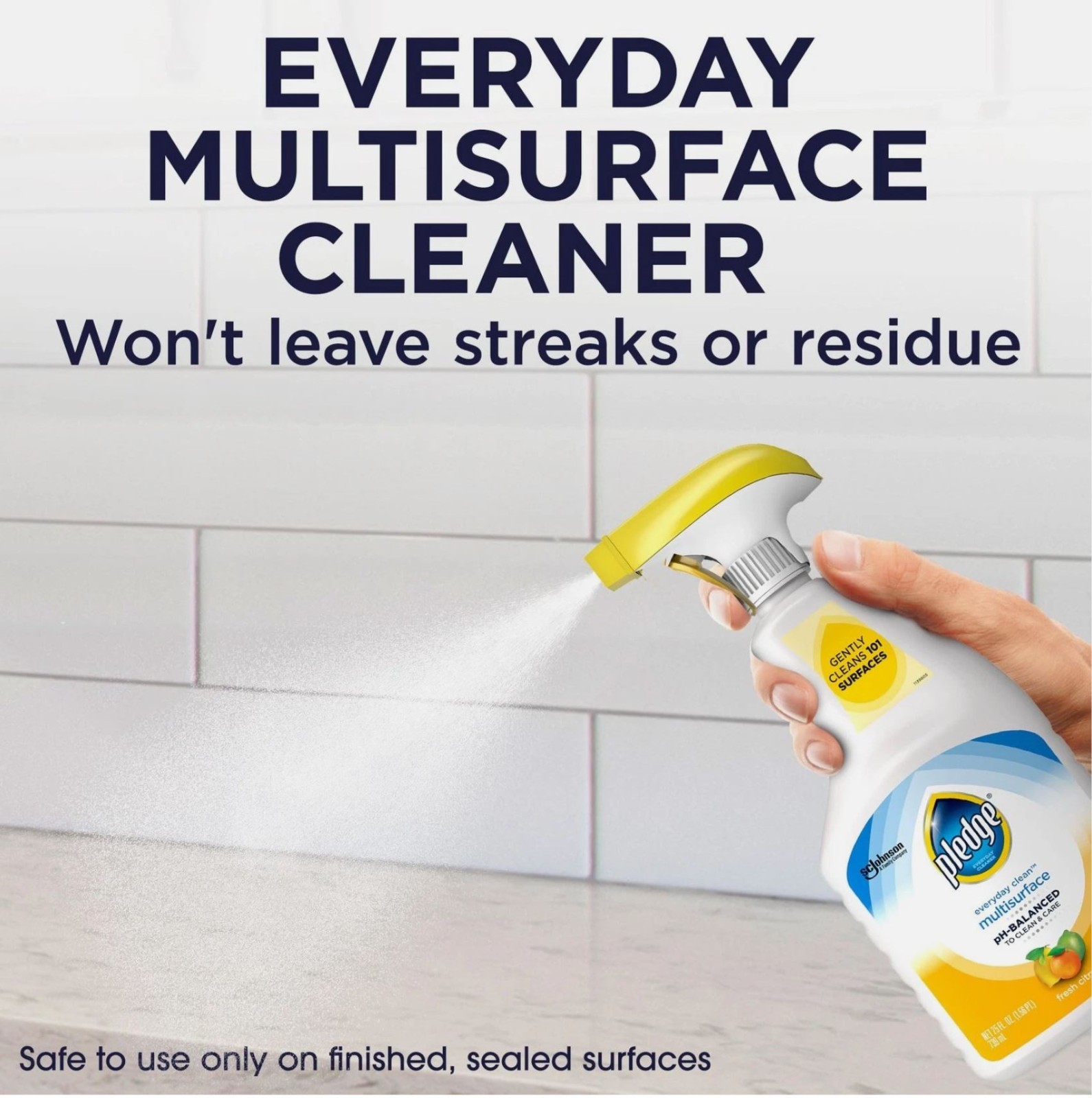 3X Pledge pHBalanced Multisurface Cleaner Spray for Everyday Care, Fresh Citrus
