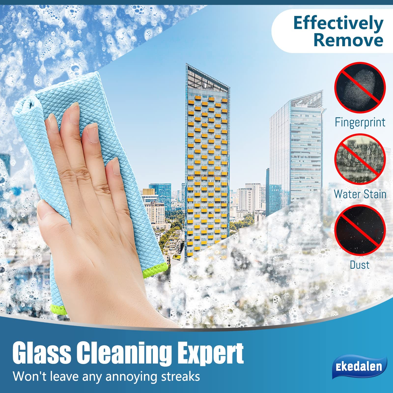Ekedalen Microfiber Cleaning Cloth 12 x 16 Inch, Light Blue, 12 X 16 Inch