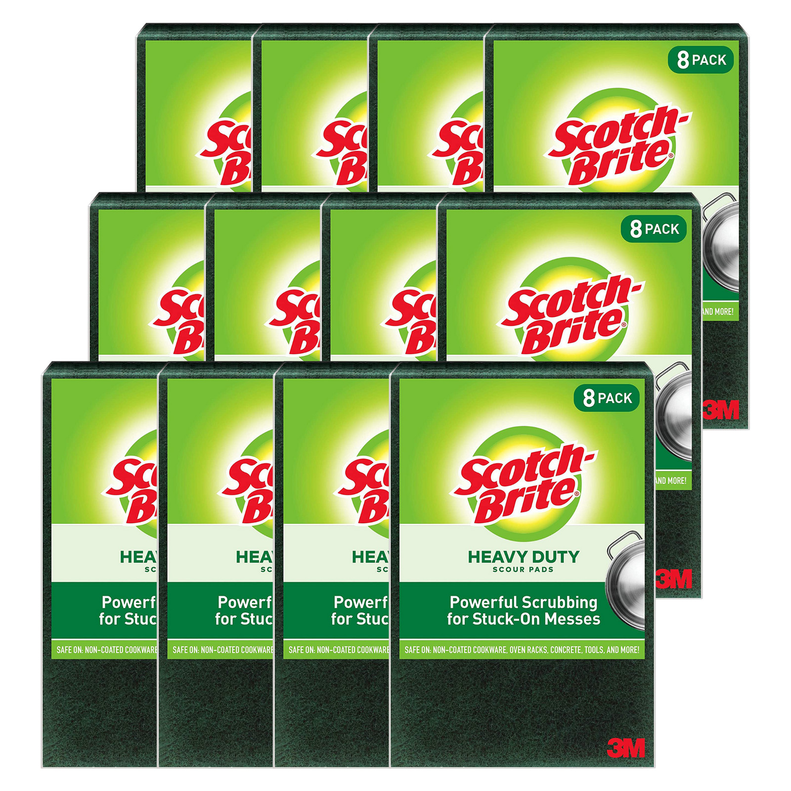 Scotch-Brite Heavy Duty Scour Pads: 9 in. x 6 in. (Green) [96-pack]