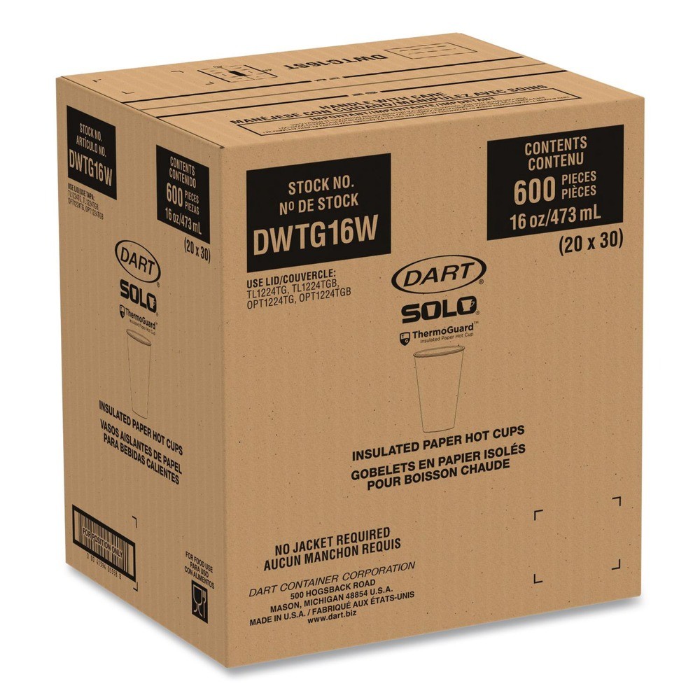 SOLO DWTG16W Thermoguard 16 oz Insulated Paper Hot Cups – WHT (600/CT) New