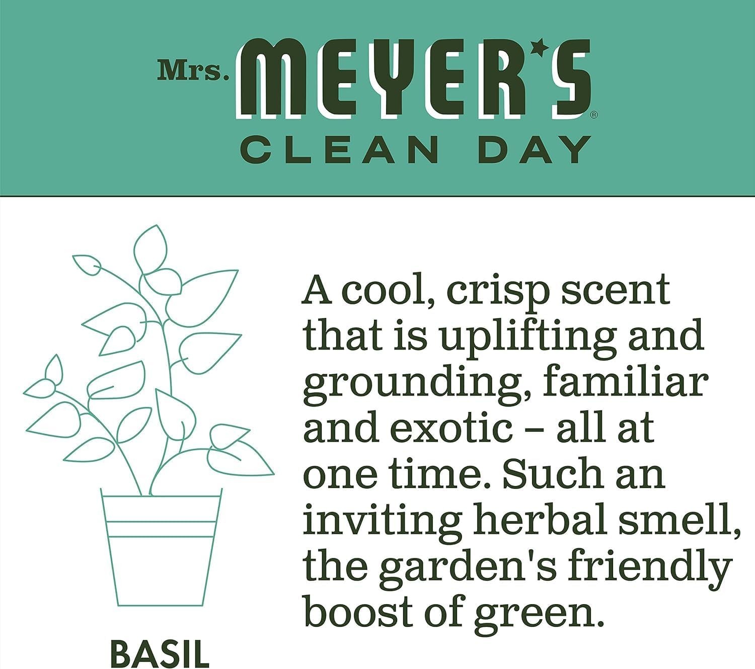 MRS. MEYER’S CLEAN DAY Liquid Dish Soap, Biodegradable Formula, Basil, 16 fl. oz