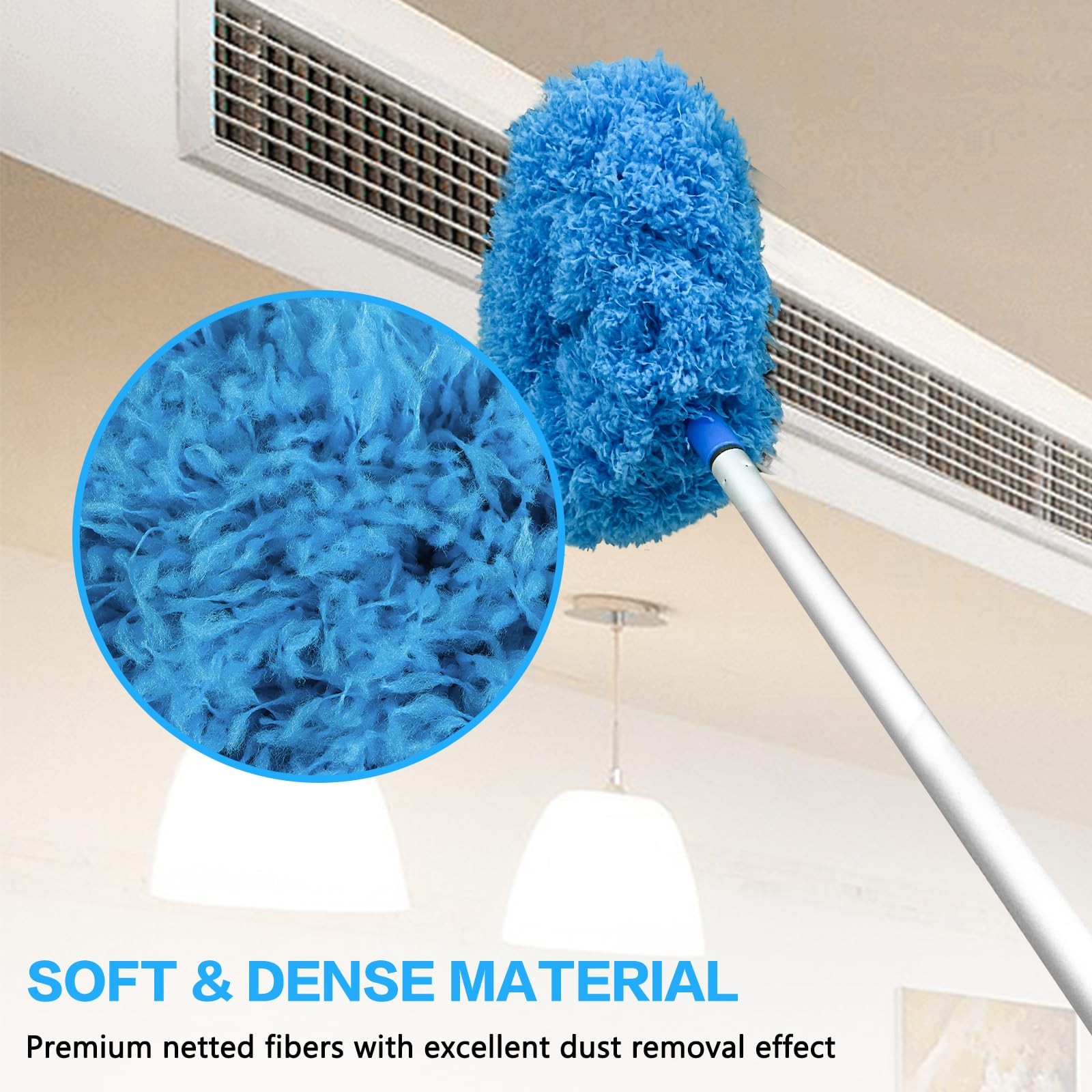 Plumero de microfibra reutilizable limpiar las aspas del ventilador de techo.