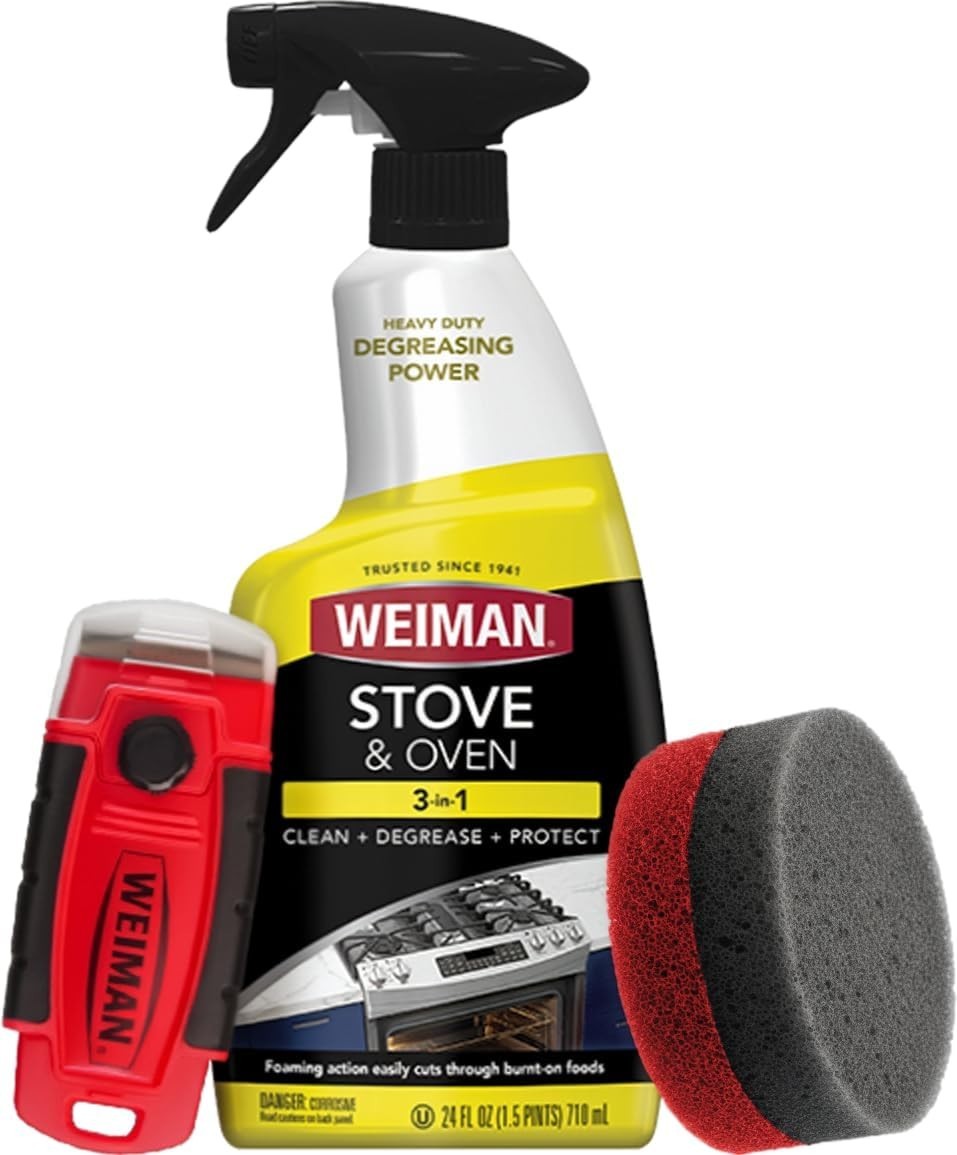 Heavy Duty Stove and Oven Cleaner 3 Piece Total Clean Kit, For Baked on Greas…