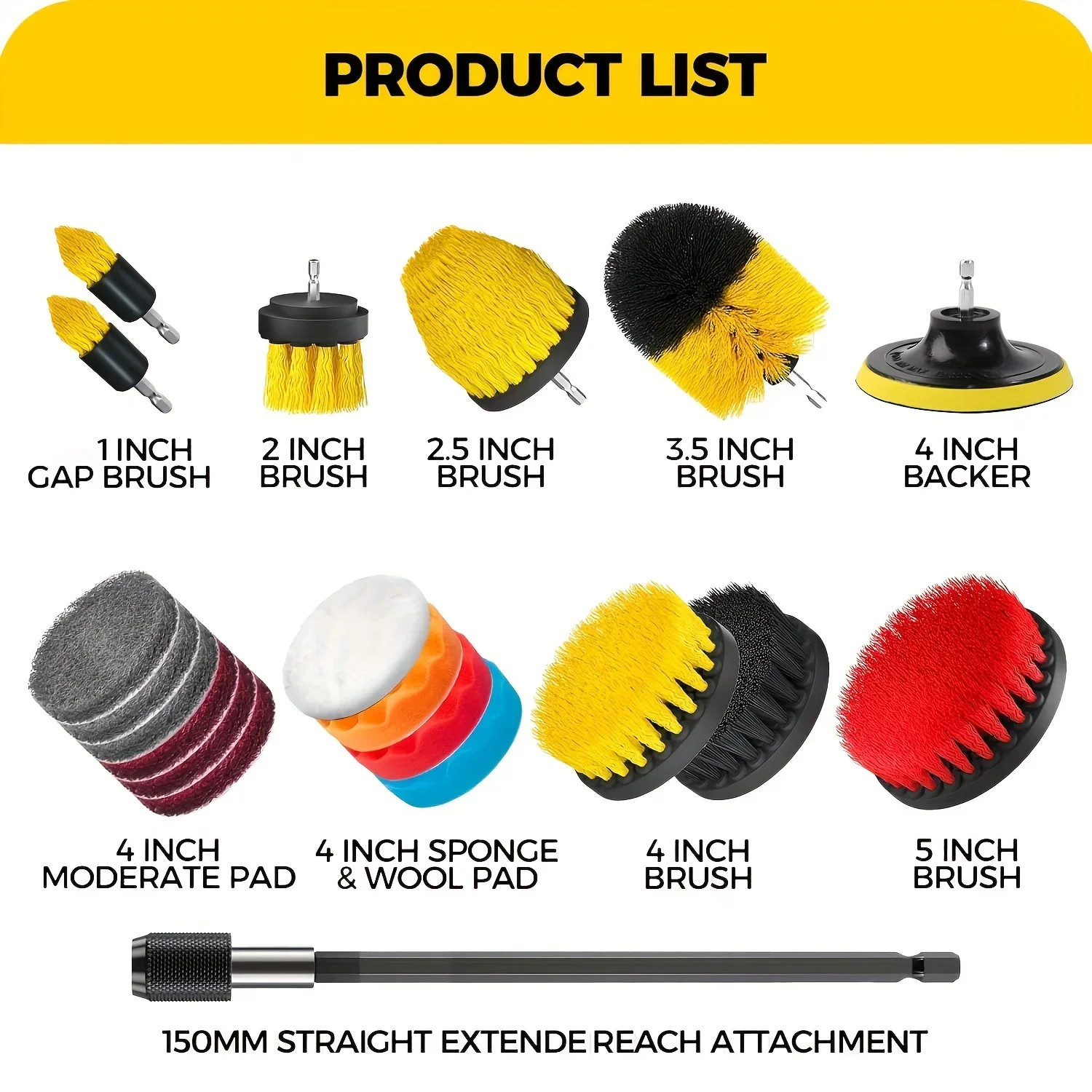 7-Piece Drill Brush Attachment Set, Cleaning Brush Tool Kit, Multi-Purpose Drill