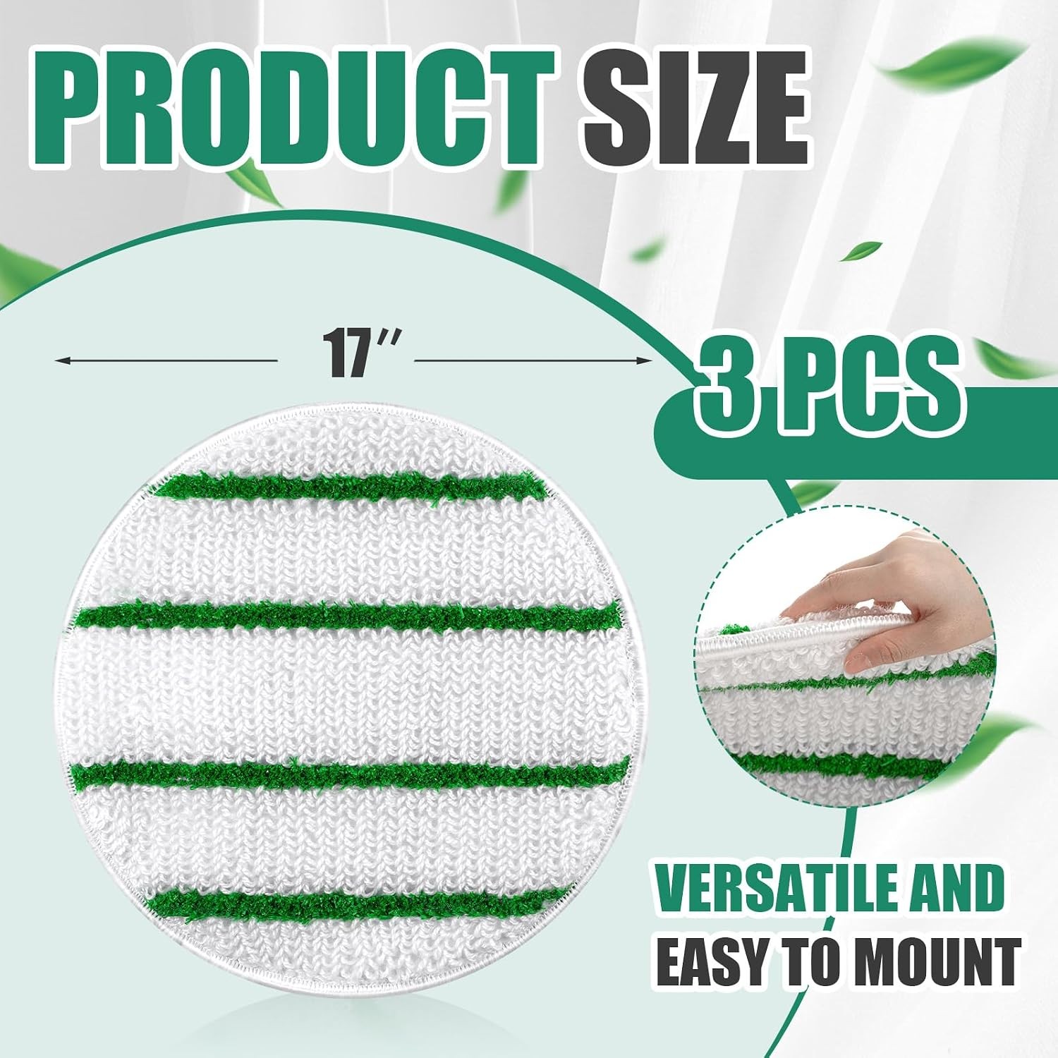 Tioncy 3 Pack 17″ Carpet Bonnet Scrubber Pads Commercial Cleaning